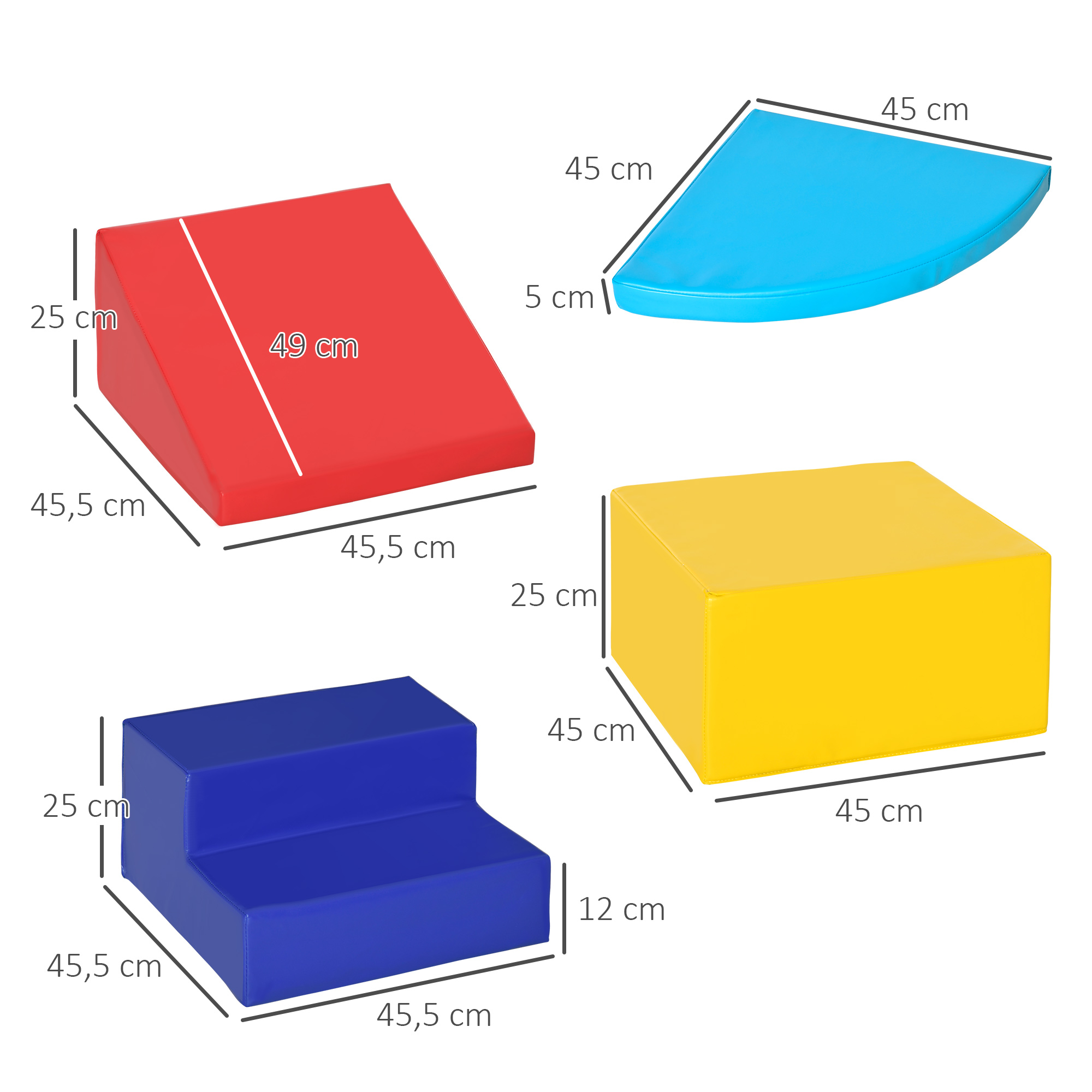 4 TLG. Schaumstoff Bausteine Kinder Softbausteine klettern Bauklötze Weiche Riesenbausteine Bauspielzeug Grossbausteine Schaumstoffblöcke Spielbausteine für Baby & Kleinkinder Mehrfarbig