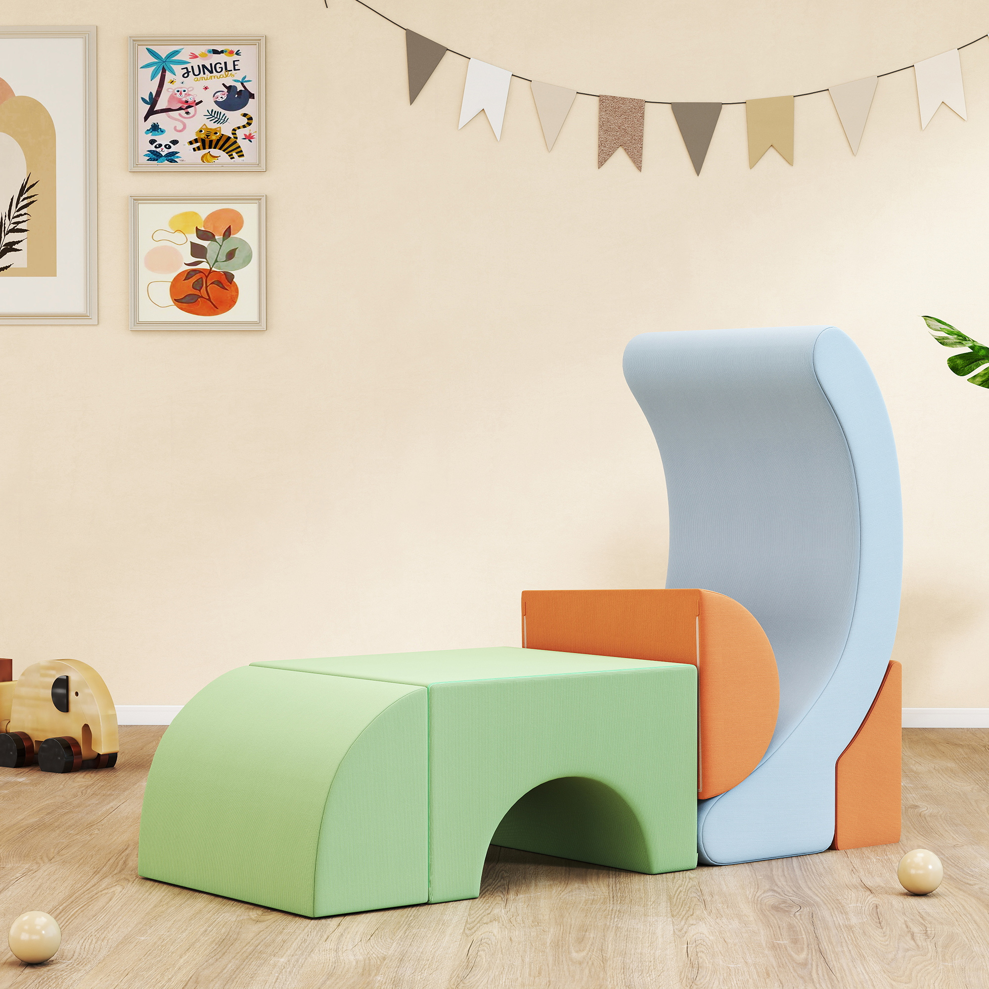 5-teiliges Softbaustein-Set für Kleinkinder, zum Klettern, Krabbeln, Bauen, leichtes Gewicht, Cord, Schaumstoff, Bunt