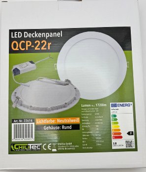 LED Licht-Panel "QCP-22R", Ø 22,5cm, 230V, 18W, 1720 Lumen,4200K /neutralweiß