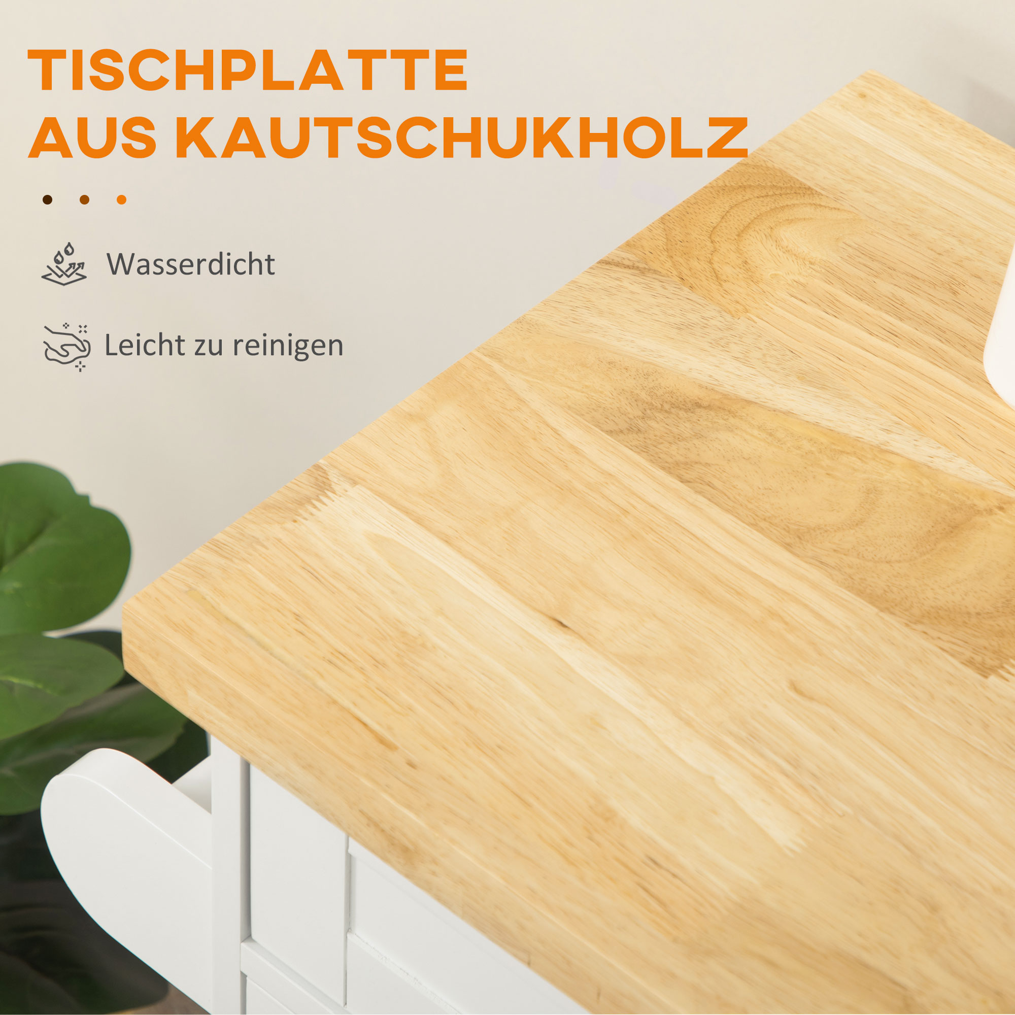 Küchenwagen Servierwagen Kücheninsel, 1 Gewürzregal, 1 Handtuchhalter, 109 cm x 40 cm x 89 cm, Weiß