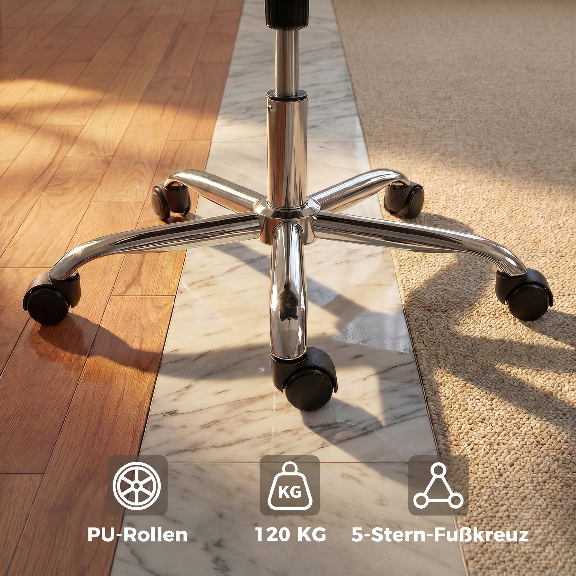 Home Office Bürostuhl, höhenverstellbarer 360° drehbarer Schreibtischstuhl für das Homeoffice, Grau