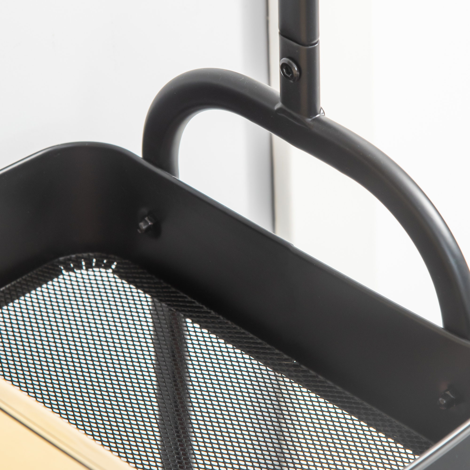 Kleiderständer aus Metall mit Schuhablage, fahrbar, freistehend, Schwarz