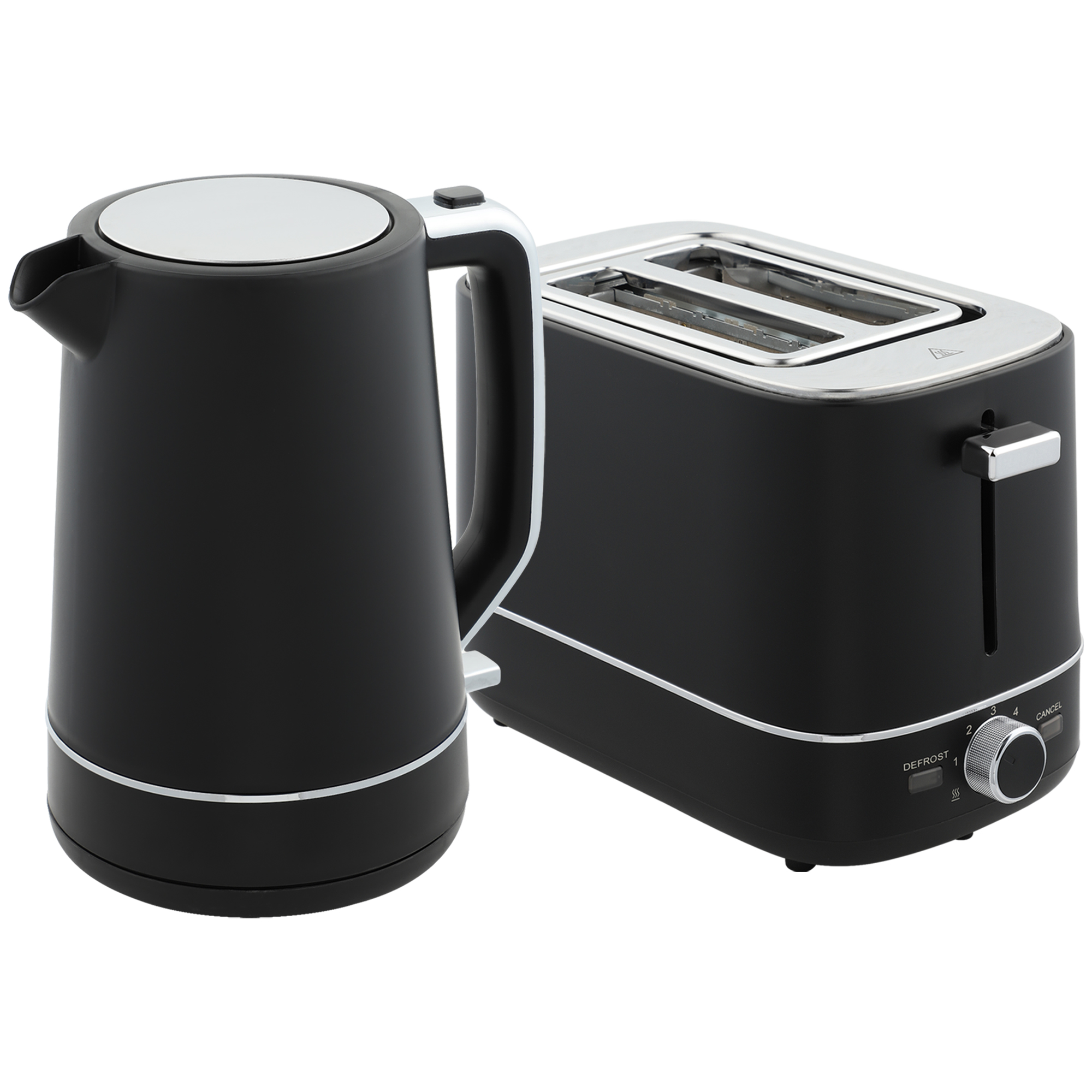 Set aus 1,7 L Wasserkocher und Toaster mit 6 Bräunungsstufen, Schwarz/Stahl Set aus 1,7 L Wasserkocher und Toaster mit 6 Bräunungsstufen, Schwarz/Stahl