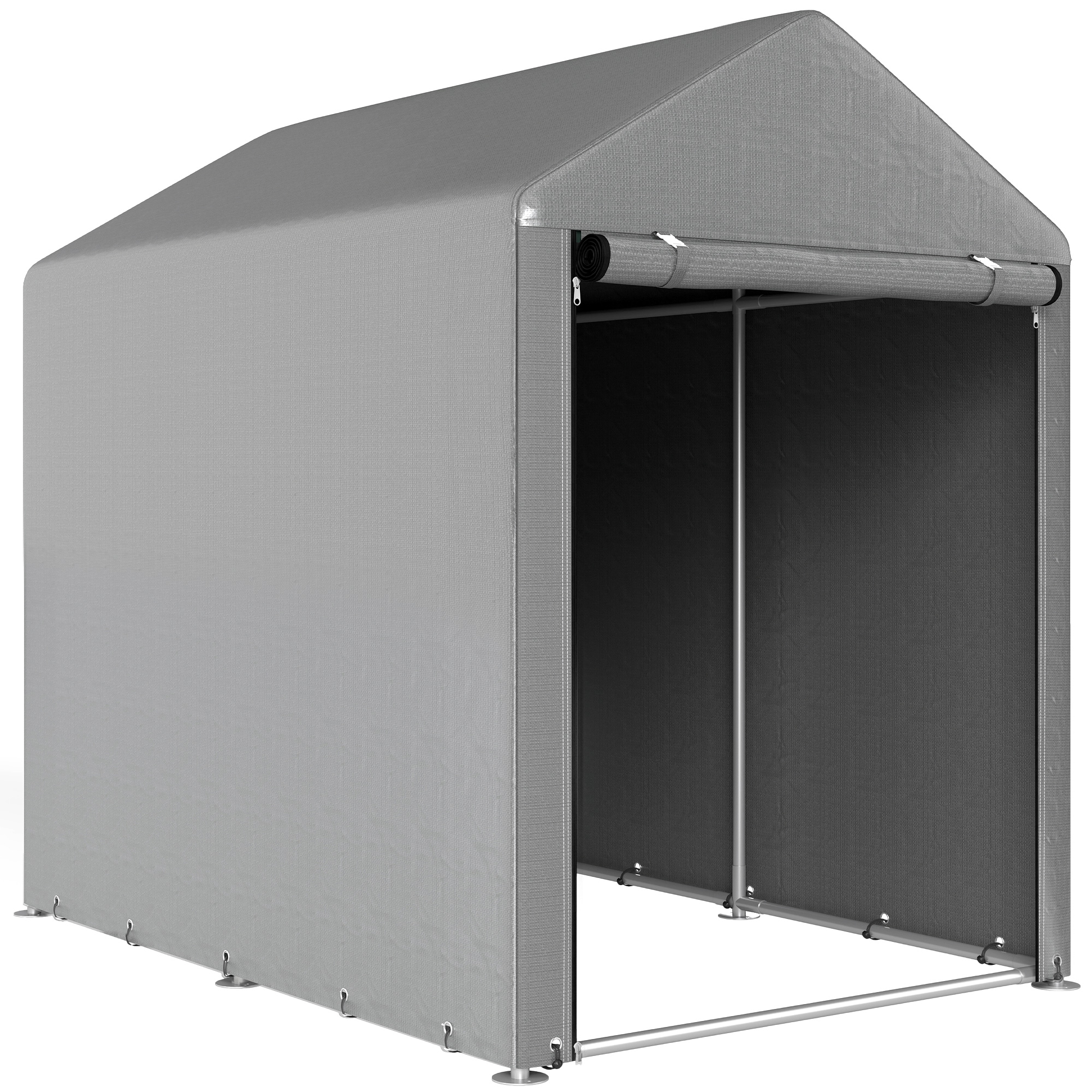 Gartenschuppen, Lagerzelt, robust & wetterfest, Stahlrahmen, 1,2x1,8x1,6m, Hellgrau
