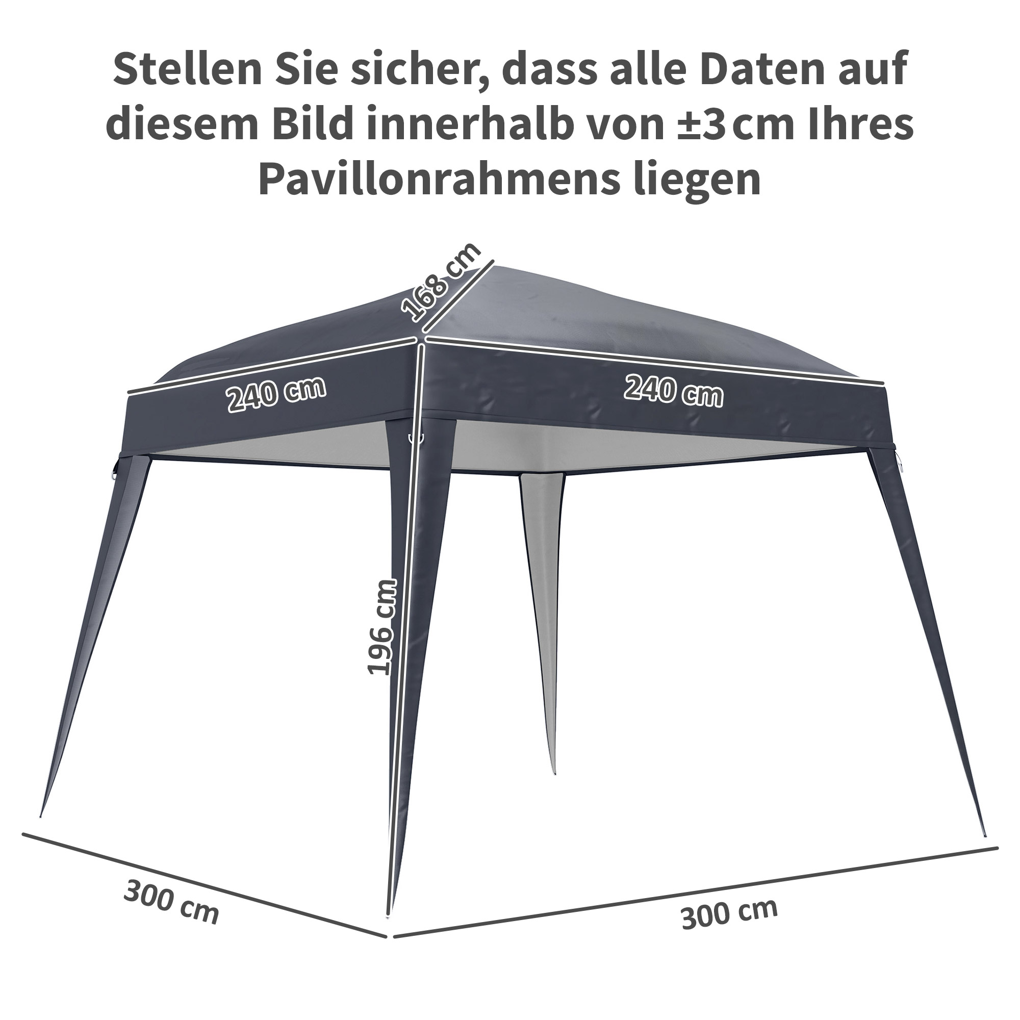 Pavillon-Ersatzdach, Ersatzplane für 3 x 3 m Gartenpavillon, Gartenzeltdach-Ersatz, UPF50+, Oxford-Stoff, Dunkelgrau