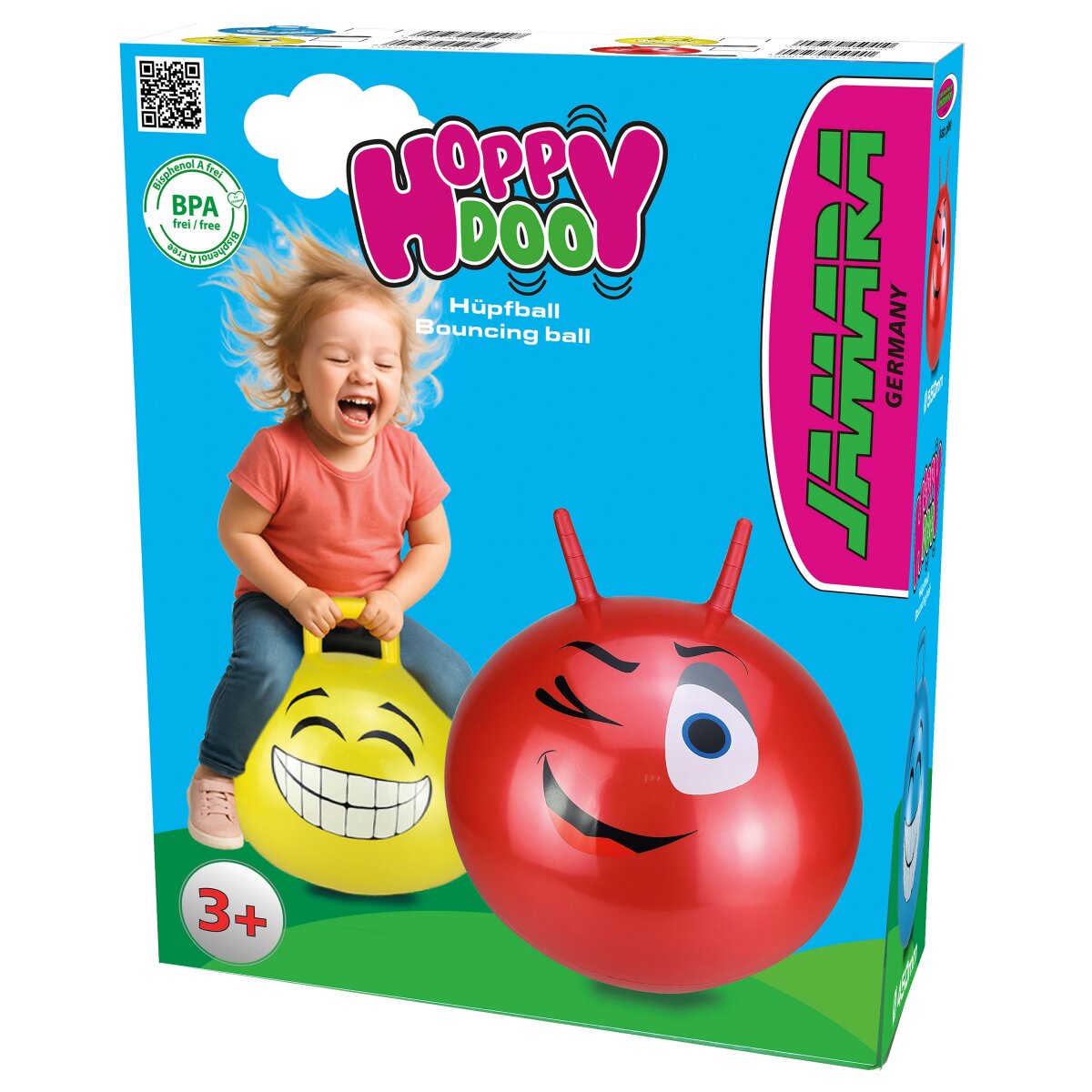 Hüpfball Eye HoppyDoo gelb 550mm mit Pumpe