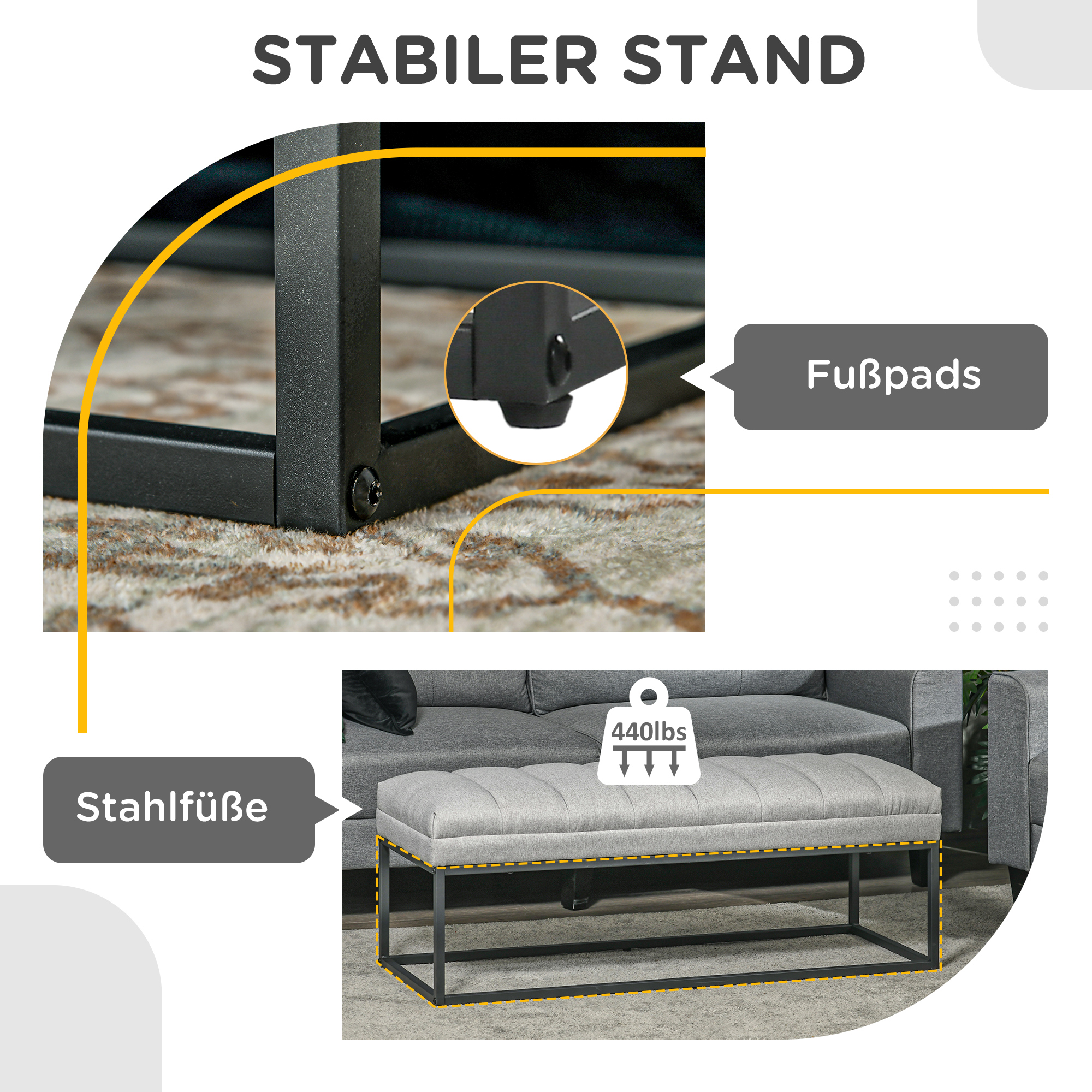 Sitzbank im Industrie-Design, Bettbank, Metallbeine, Rosa + Schwarz