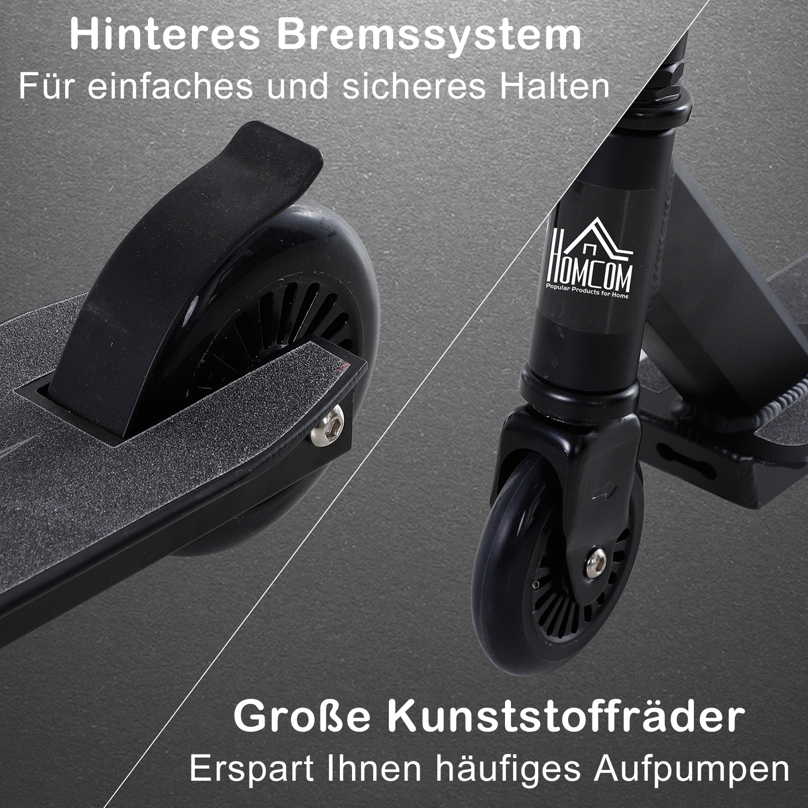 Pro Stunt Scooter für Kinder & Erwachsene, Freestyle Tretroller, 100mm Kunstleder-Räder, Aluminium Schwarz, für Tricks