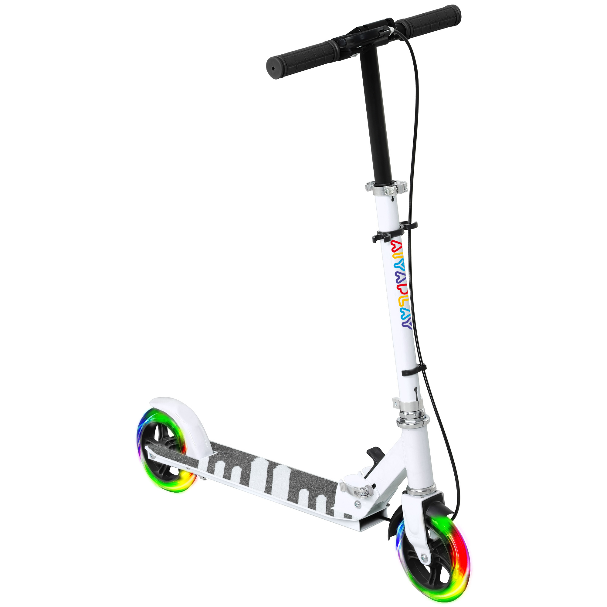 Kinderroller, Doppelte Bremsen, Metallrahmen, Fußstütze, faltbar, 3-8 Jahre, Weiß Kinderroller, Doppelte Bremsen, Metallrahmen, Fußstütze, faltbar, 3-8 Jahre, Weiß