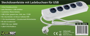 4-fach Steckdosenleiste mit Schalter / USB-A / C, Einzelschaltung, 1,5m Kabel