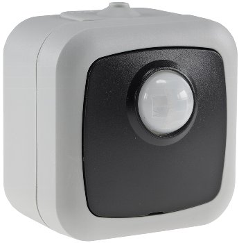 Feuchtraum PIR Bewegungsmelder, IP54 / 250V~, 2-500W, inkl. AP-Rahmen, grau