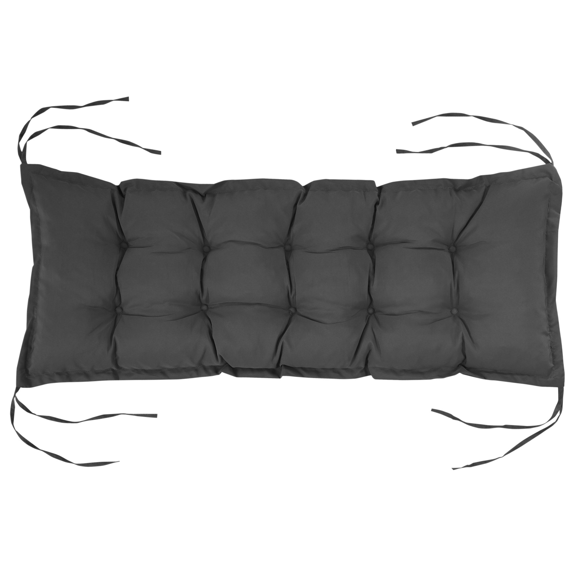 Sitzkissen 100x40 cm Stuhlkissen mit Bindebänder, 10cm dick Polsterauflage Dunkelgrau