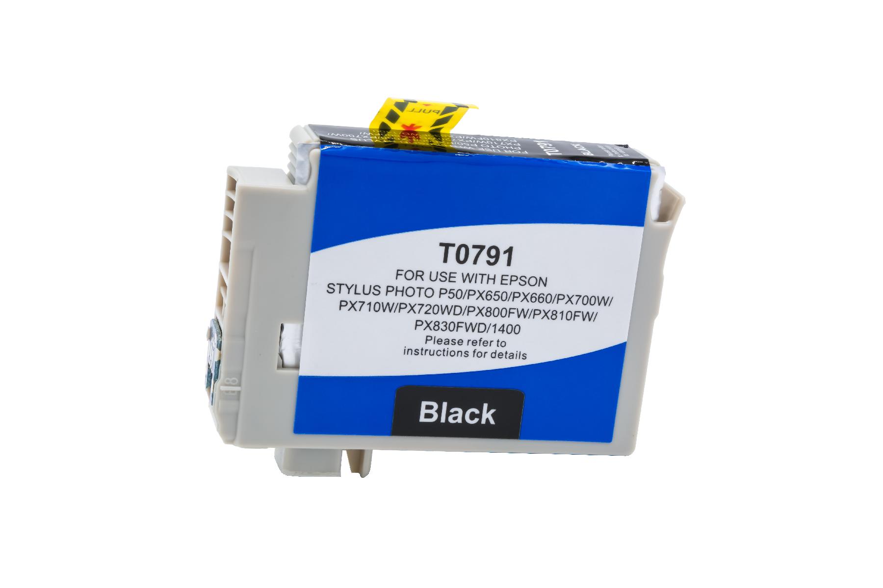 T0791 alternativ Tinte schwarz für Epson / C13T07914010 / 11ml