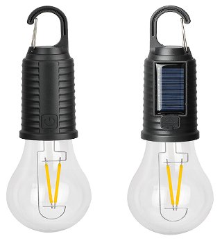 Solar LED Glühlampe mit Akku "CT-KL3" / mit Haken / Karabiner, 3000k / Warmweiß