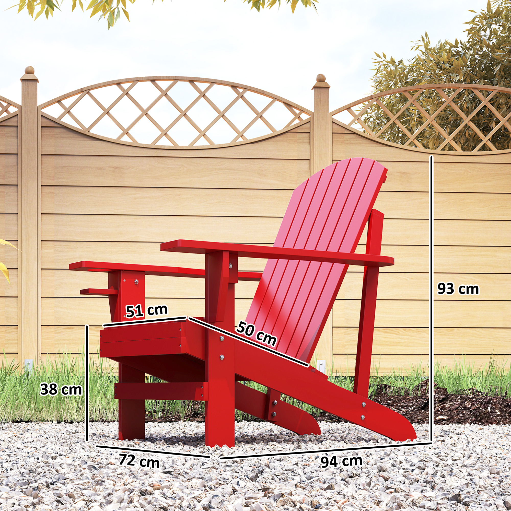 Andirondack Gartenstuhl Gartensessel Outdoor-Sessel, 72 cm x 97 cm x 92 cm, Rot