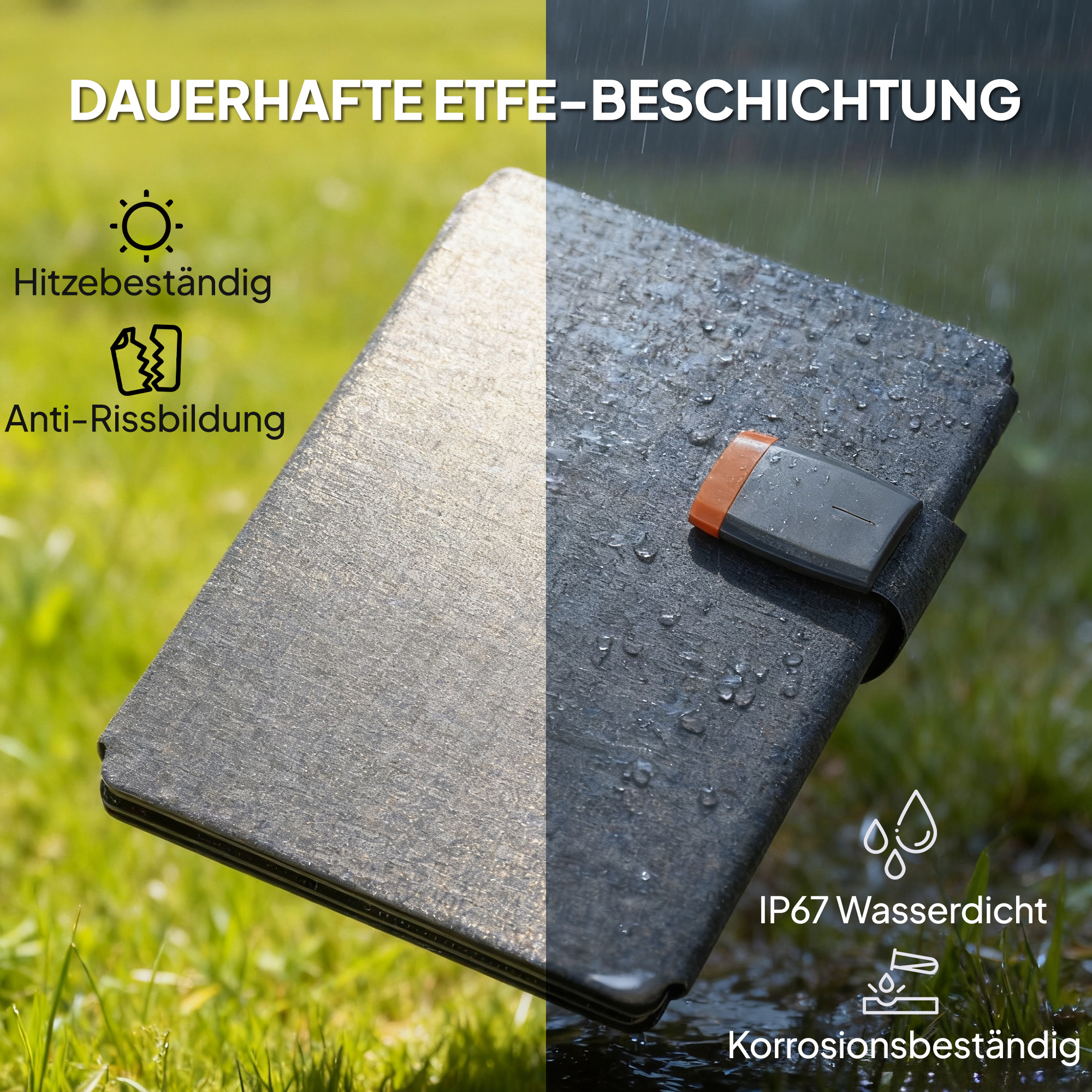 Tragbares Solarpanel, 36W Schnellladung, wasserdicht, faltbar, Ladegerät, Grau