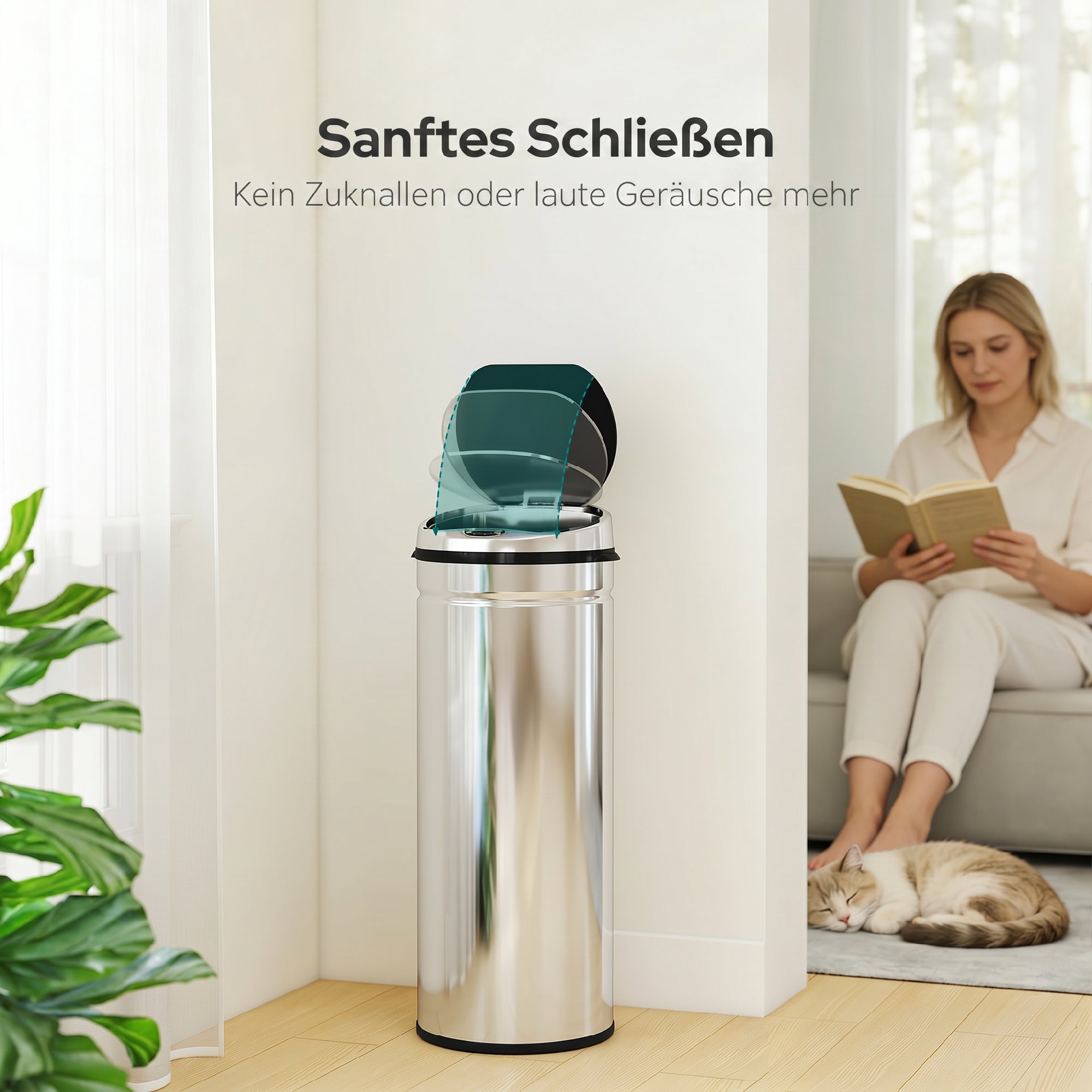 50 L Sensor Mülleimer, Automatischer Abfalleimer, Rostfreier Kücheneimer mit Infrarotsensor, für Küche, Esszimmer