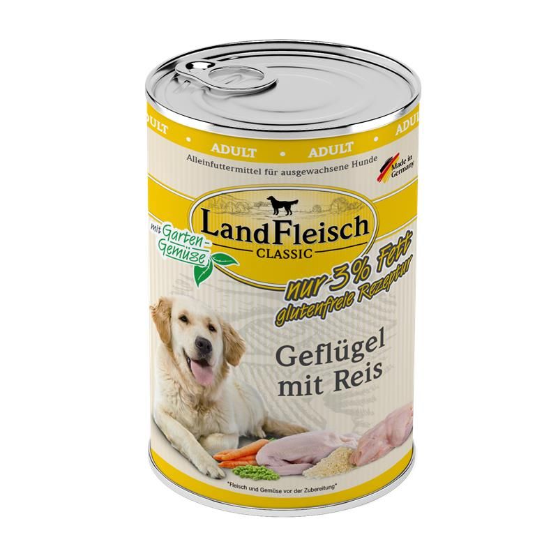 Landfleisch Dog Classic Geflügel mit Reis & Gartengemüse extra mager - 400g