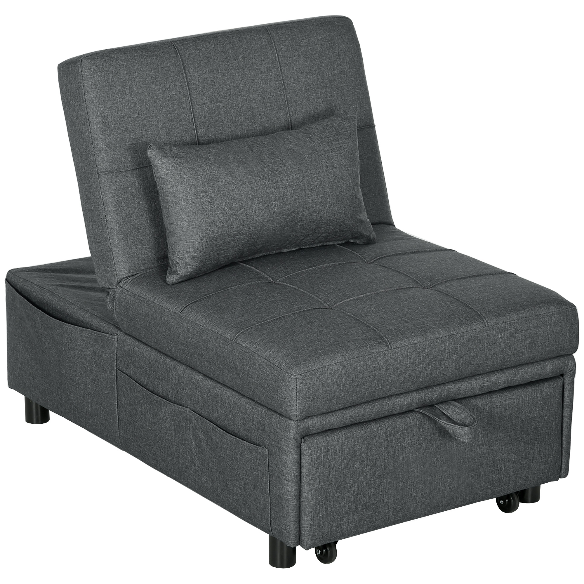 4-in-1 Multifunktionales Schlafsofa, umklappbarer Schlafsessel mit verstellbarer Rückenlehne und Kissen