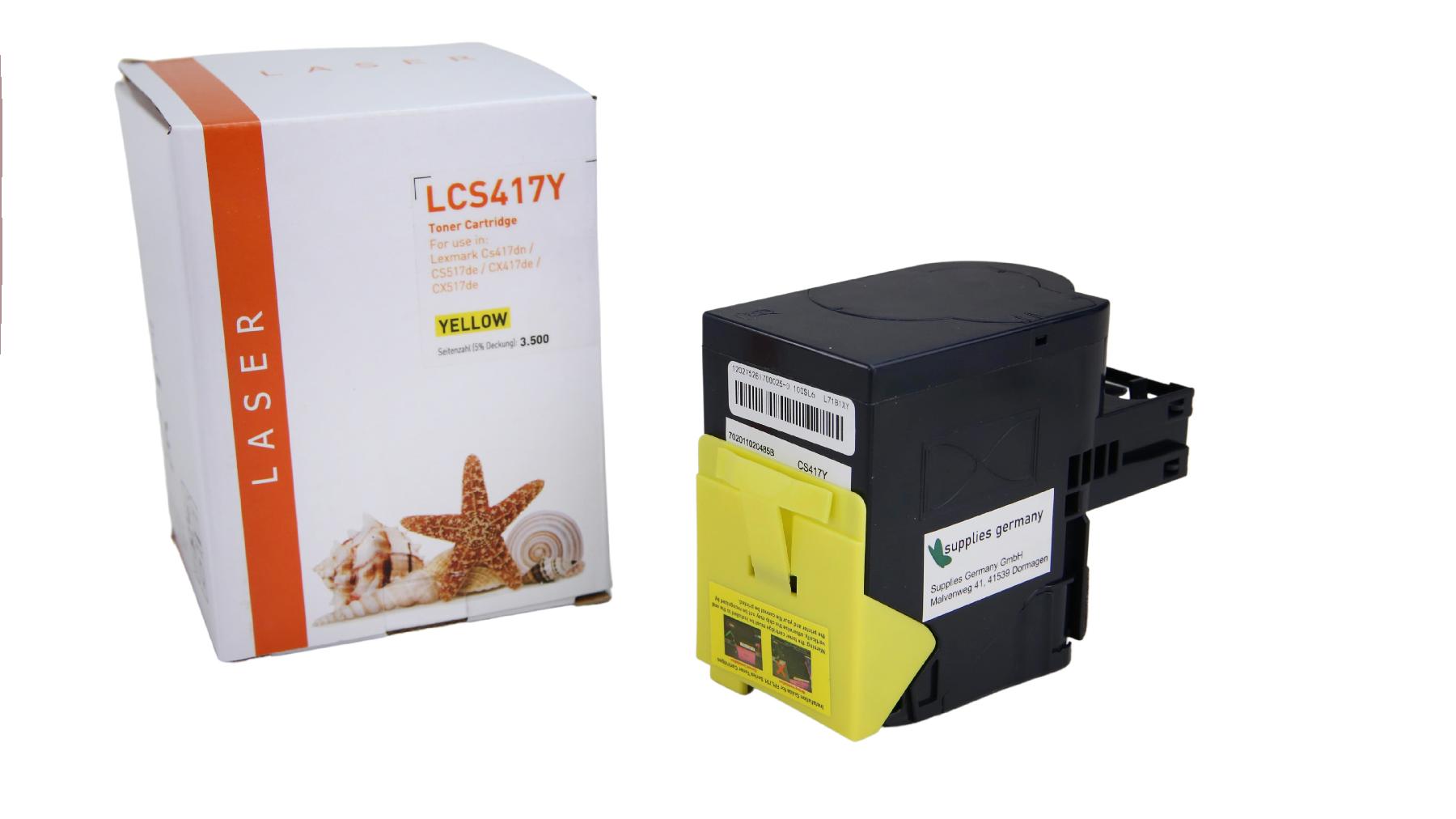 CS417Y alternativ Toner yellow Lexmark / 71B2HY0 / 3.500 Seiten CS417Y alternativ Toner yellow Lexmark / 71B2HY0 / 3.500 Seiten