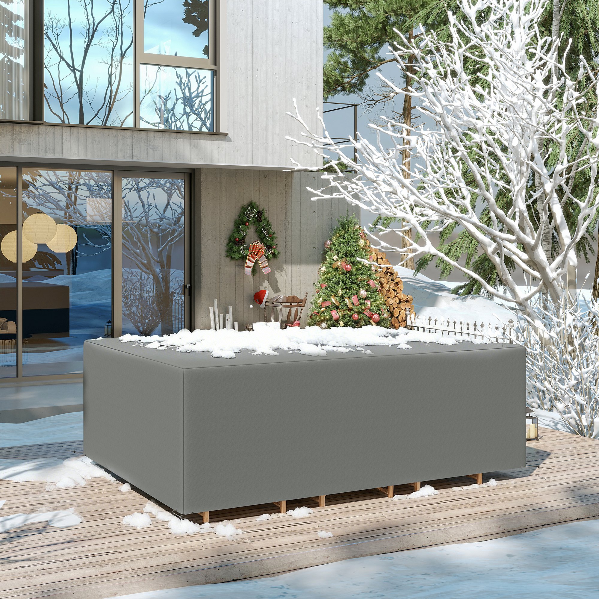 Schutzhülle für Gartenmöbel Winterfest Wasserdicht Abdeckung Abdeckplane Oxford 275 x 205 x 90 cm Dunkelgrau