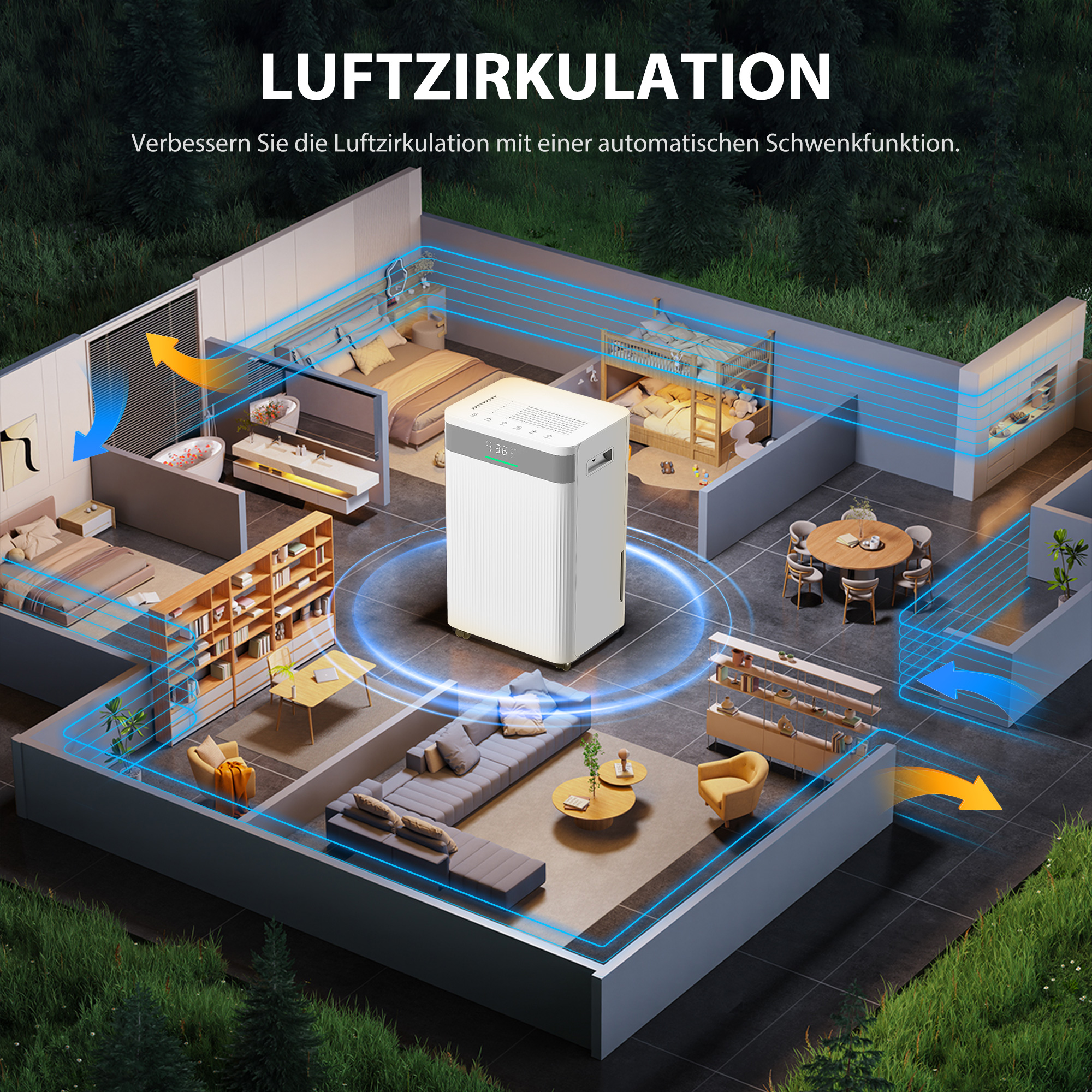Luftentfeuchter, 4,5 Liter Tank, 24-Stunden-Timer, LED-Display, Kunststoff, Weiß
