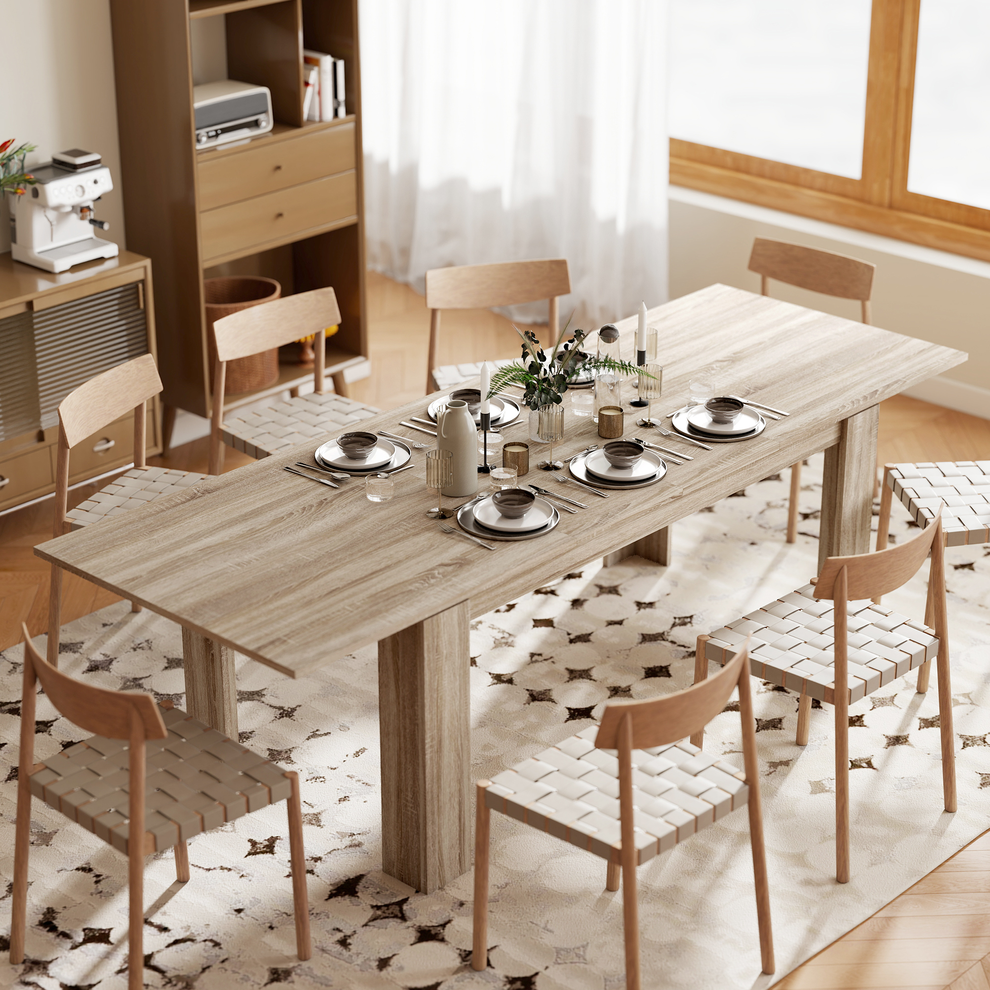 Ausziehbarer Esstisch, von 180 auf 260 cm erweiterbar, für 6-10 Personen, Holz