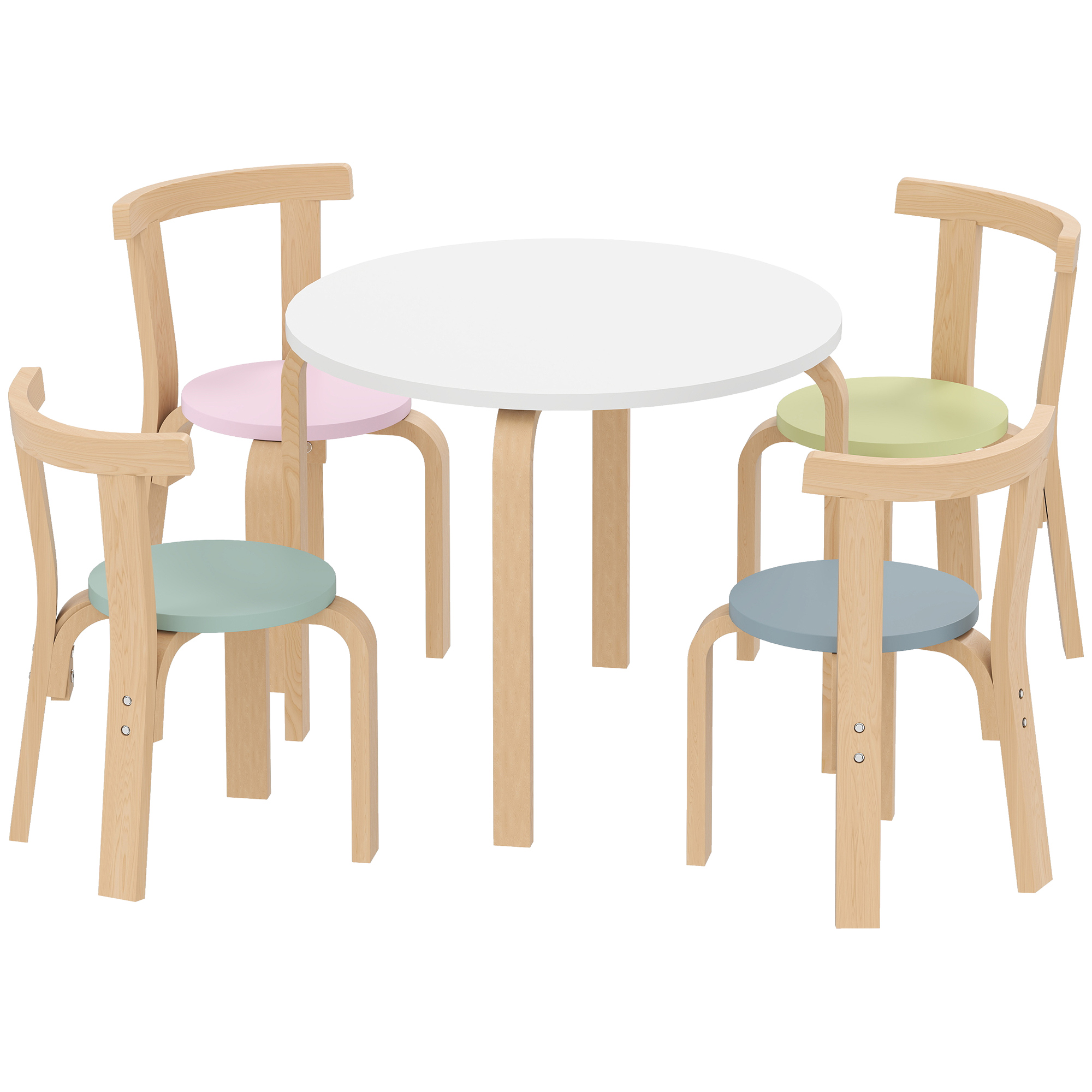 5-teiliges Kindertisch- und Stuhlset, leichtes Massivholz, Bunt 5-teiliges Kindertisch- und Stuhlset, leichtes Massivholz, Bunt