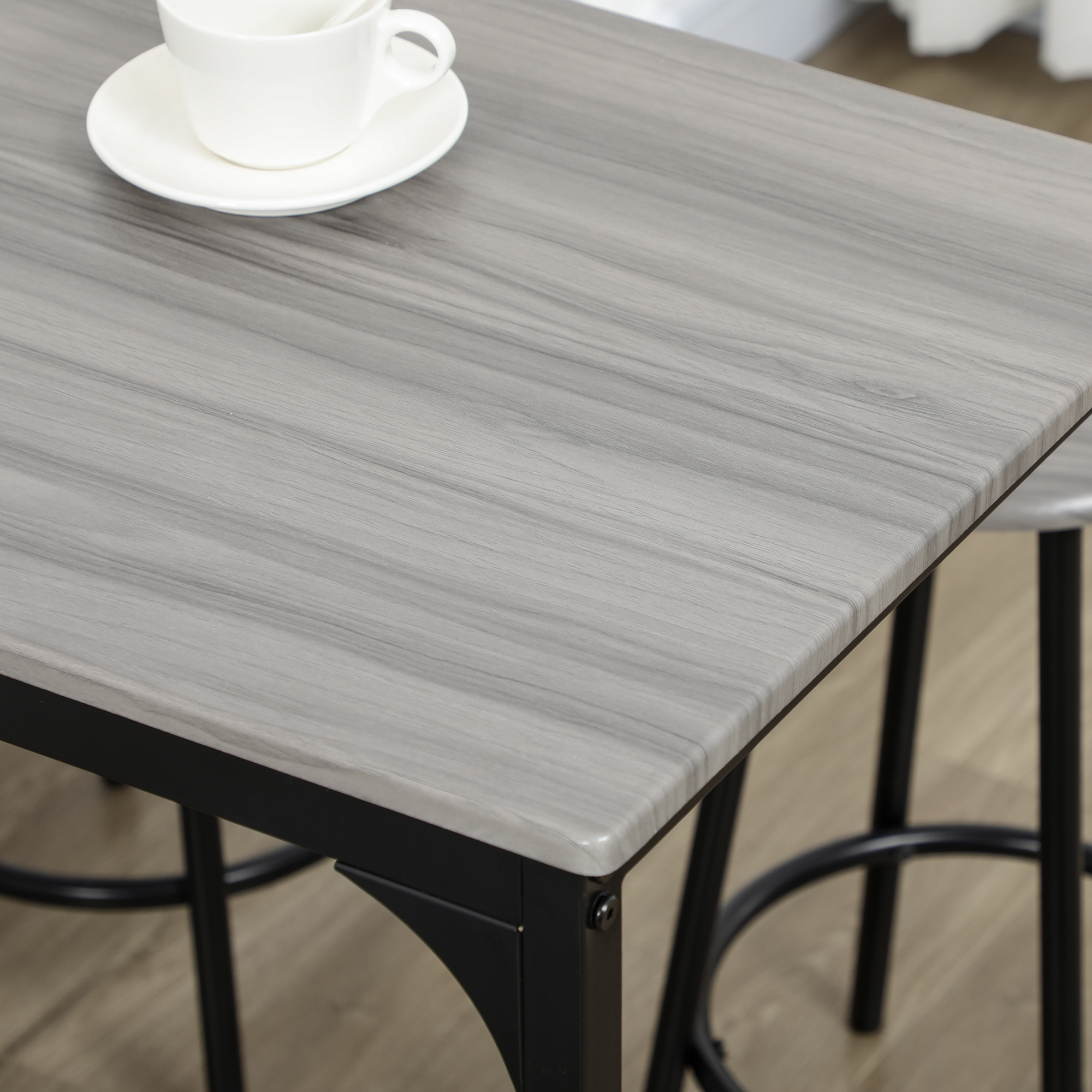 Bargarnitur, 5-teilig, Tisch & 4 Hocker, Industrie-Design, kompakt, rustikal