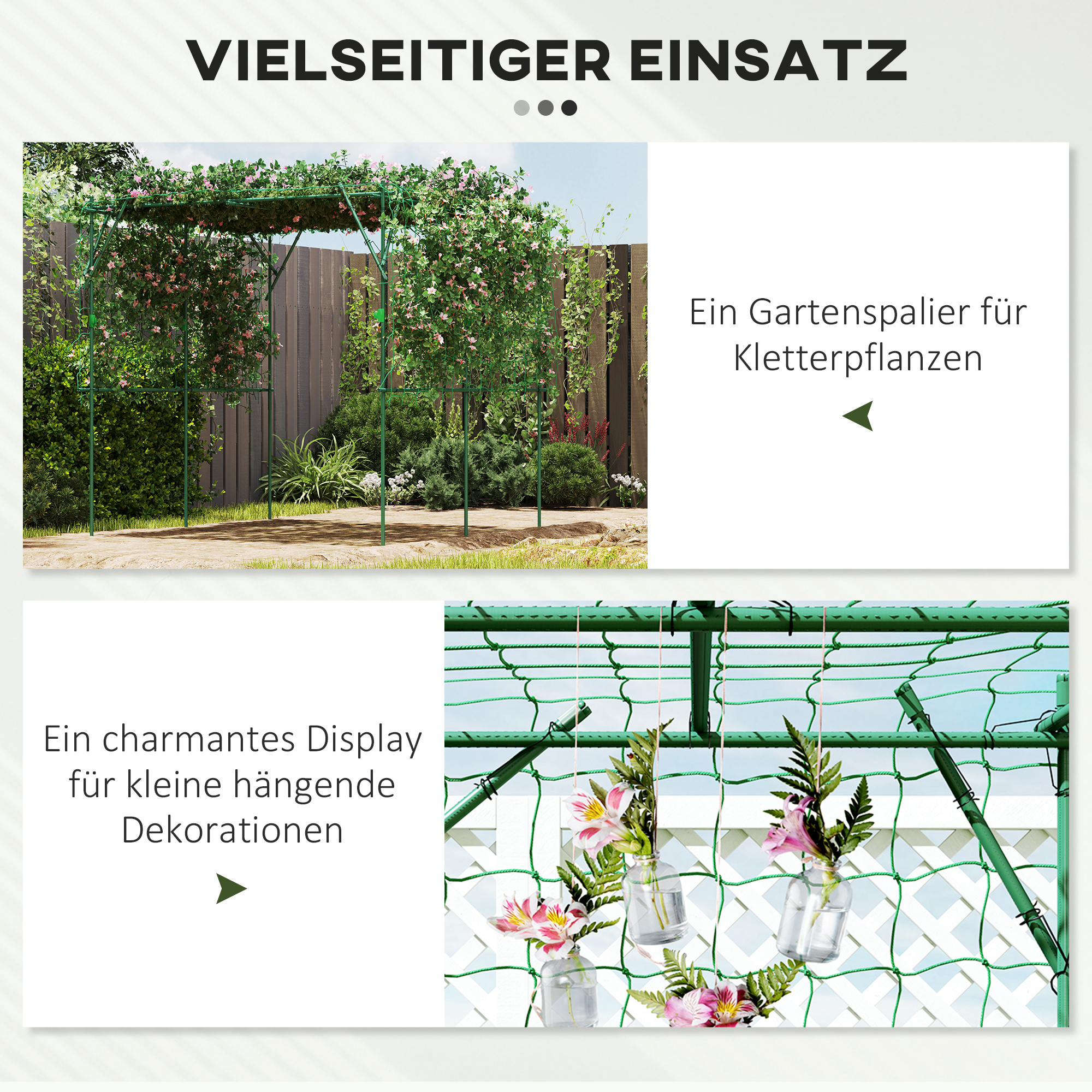 Rankgitter aus Stahl zum Stecken rostfrei Rankhilfe für Kletterpflanzen Spalier 223 x 223 x 223 cm Rosenbogen Grün
