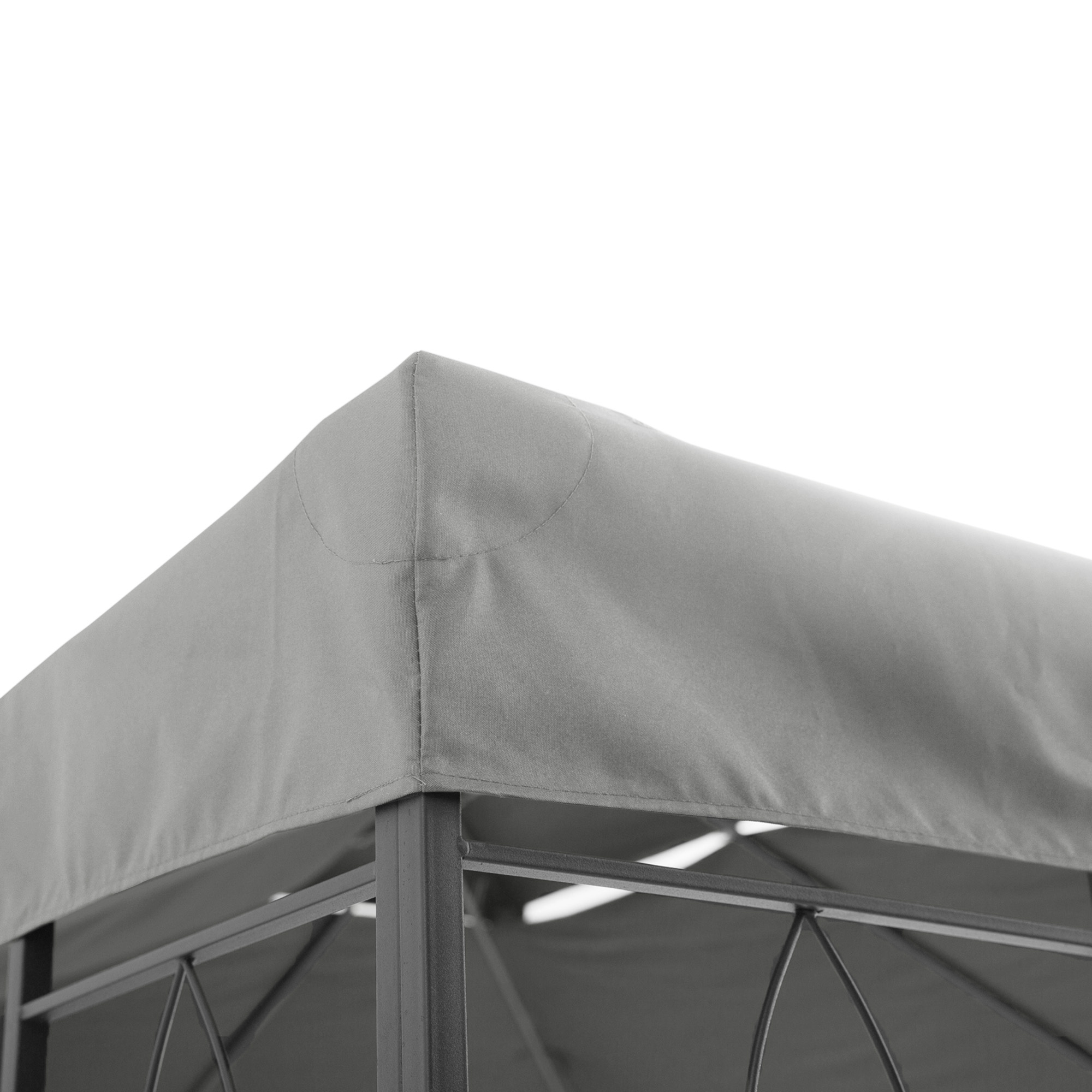 Ersatzdach für Metallpavillon 3x4m wasserabweisend Pavillondach mit Doppeldach, Ersatzbezug für Gartenpavillon Partyzelt Gartenzelt Polyester Hellgrau