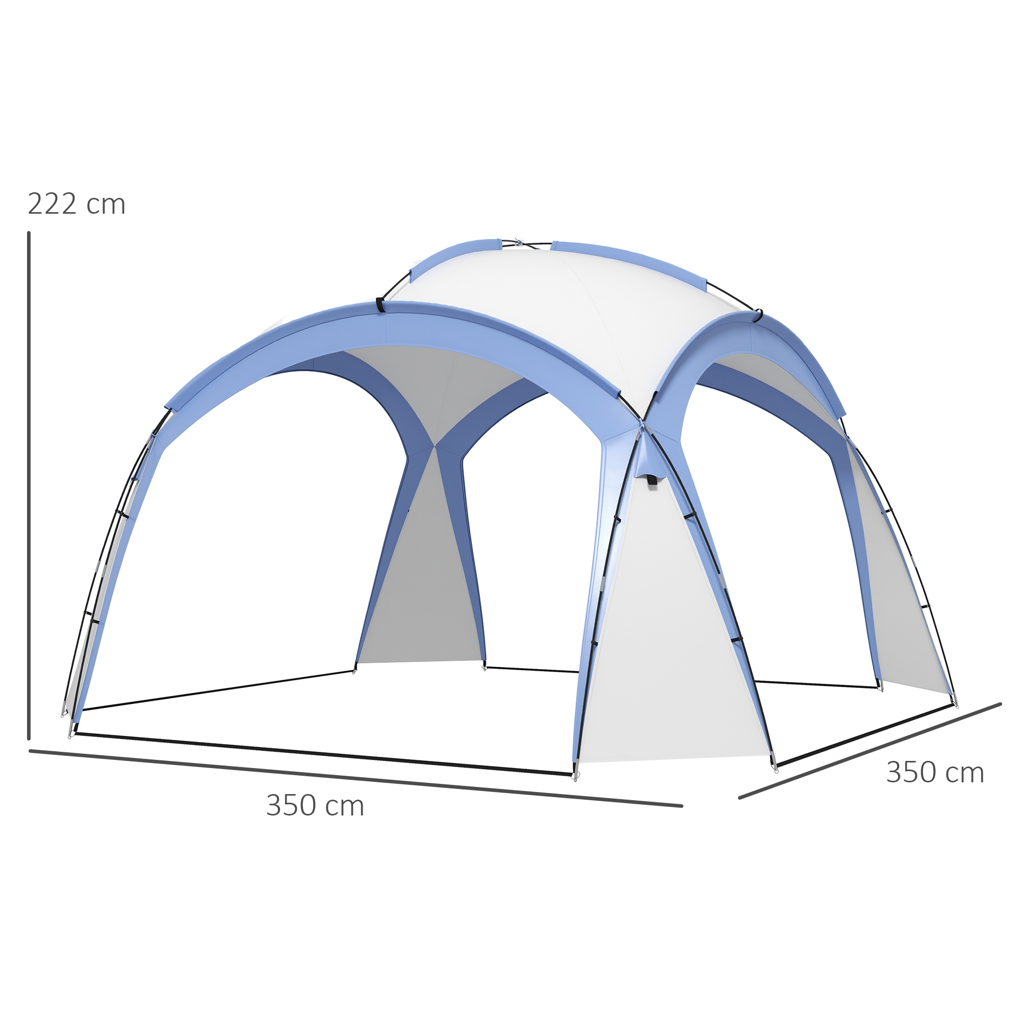 Event Shelter 3,5 x 3,5m Pavillon mit Haken Tür Wasserabweisend winterfest Gartenpavillon Hellblau