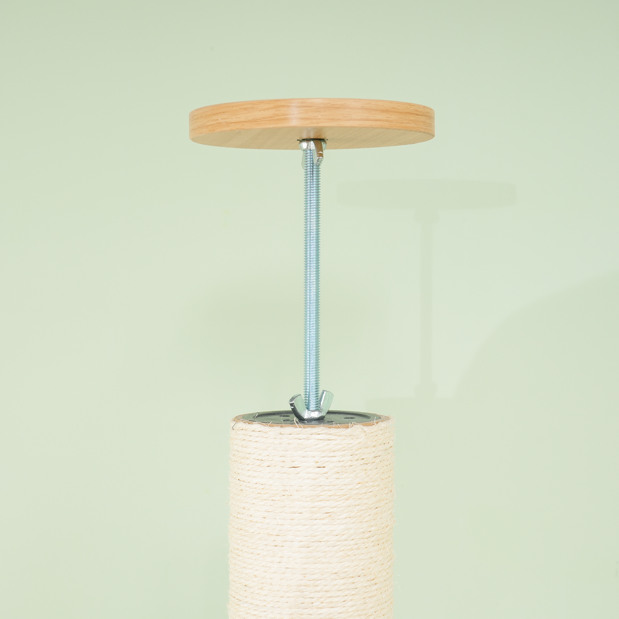 Deckenhoher Kratzbaum, Anti-Kipp-Sicherung, Sisal-Seilpfosten, Holzwerkstoff, Eiche+Cremeweiß