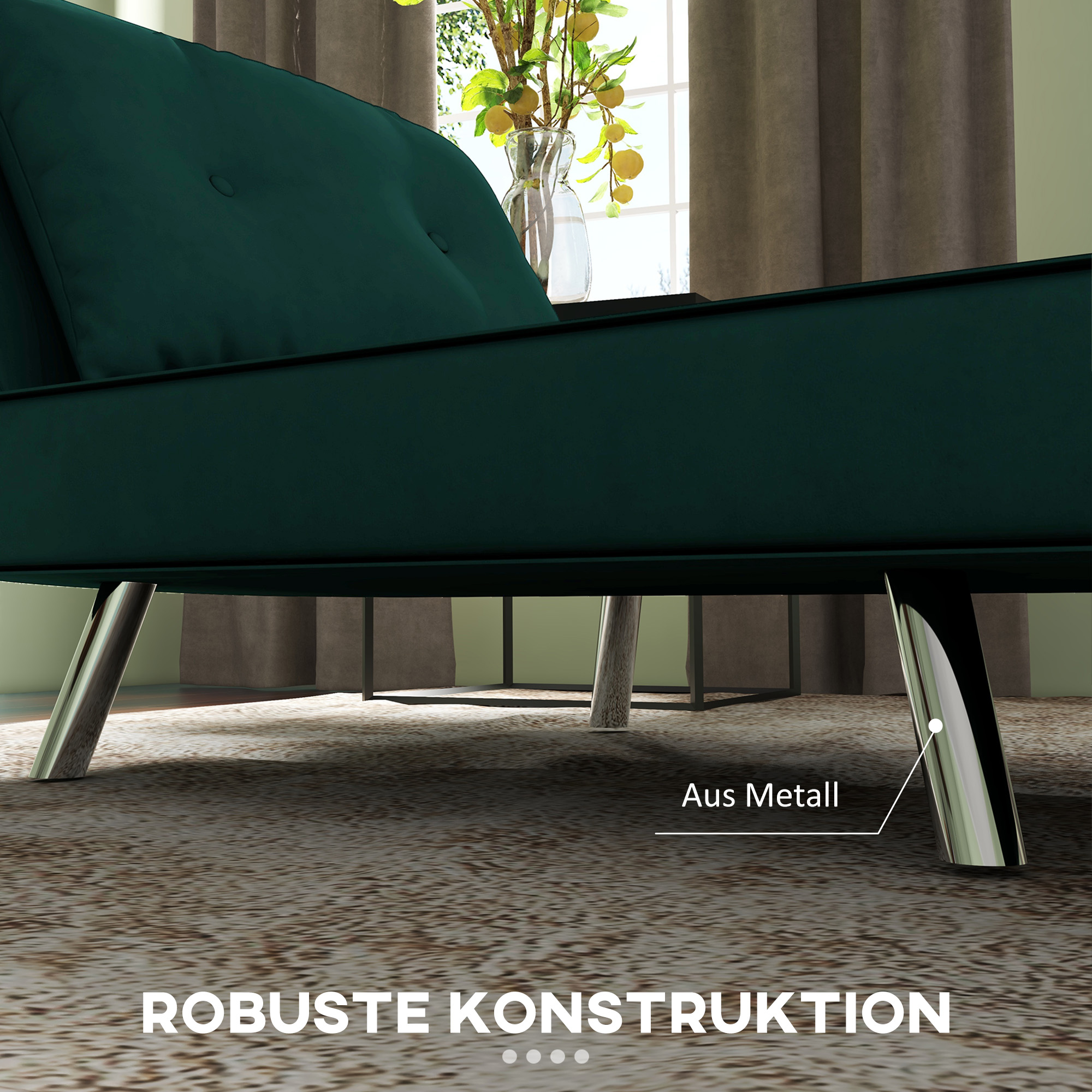 Liegesessel Sessel mit Liegefunktion Schlafsessel, Knopfheftung, Leinenoptik, 77 cm x 88 cm x 83 cm, Grün