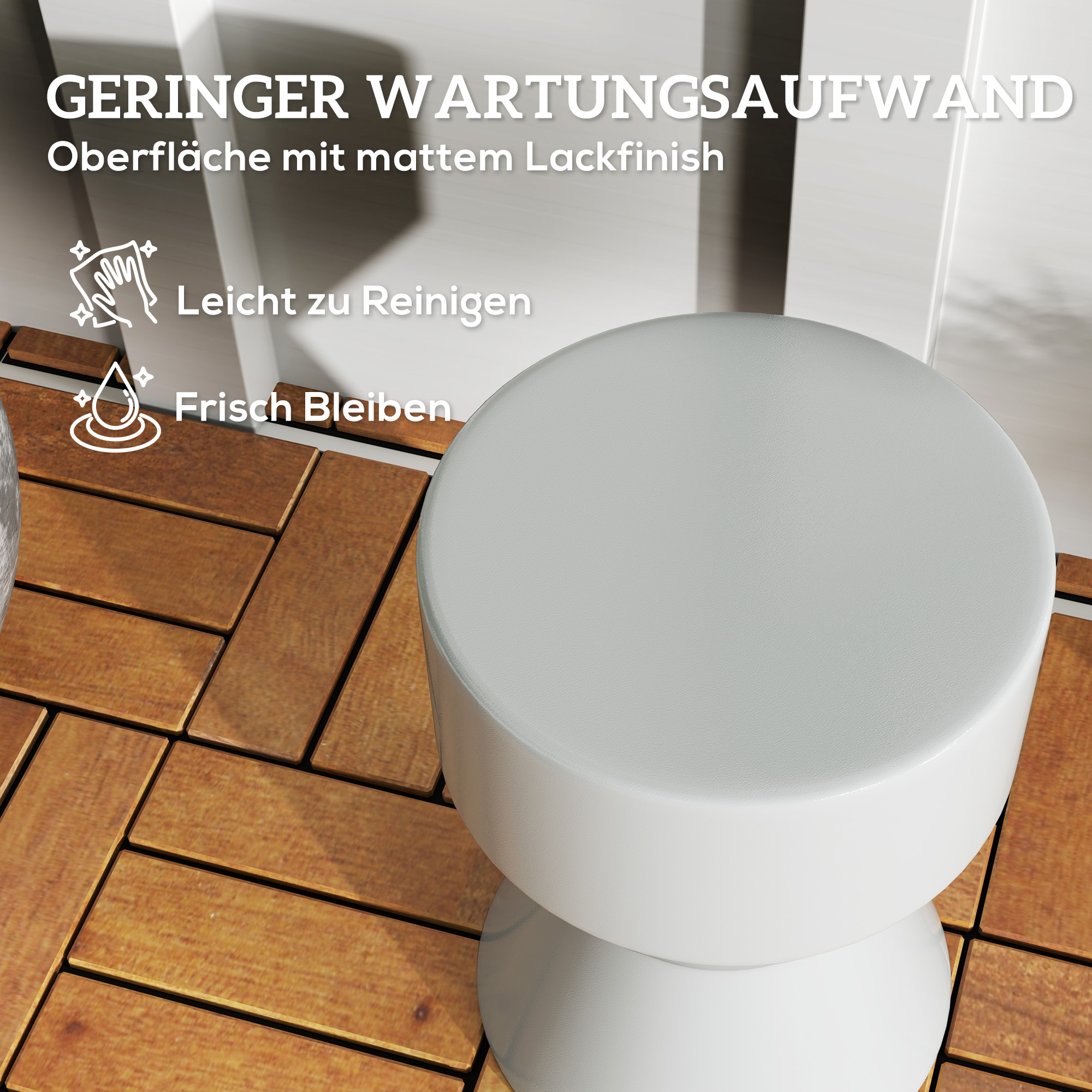 Sitzhocker aus Keramik 120kg belastbar Ø33 x 45,5 cm Wetterfest Garten Hocker in Sanduhrform Hellgrau