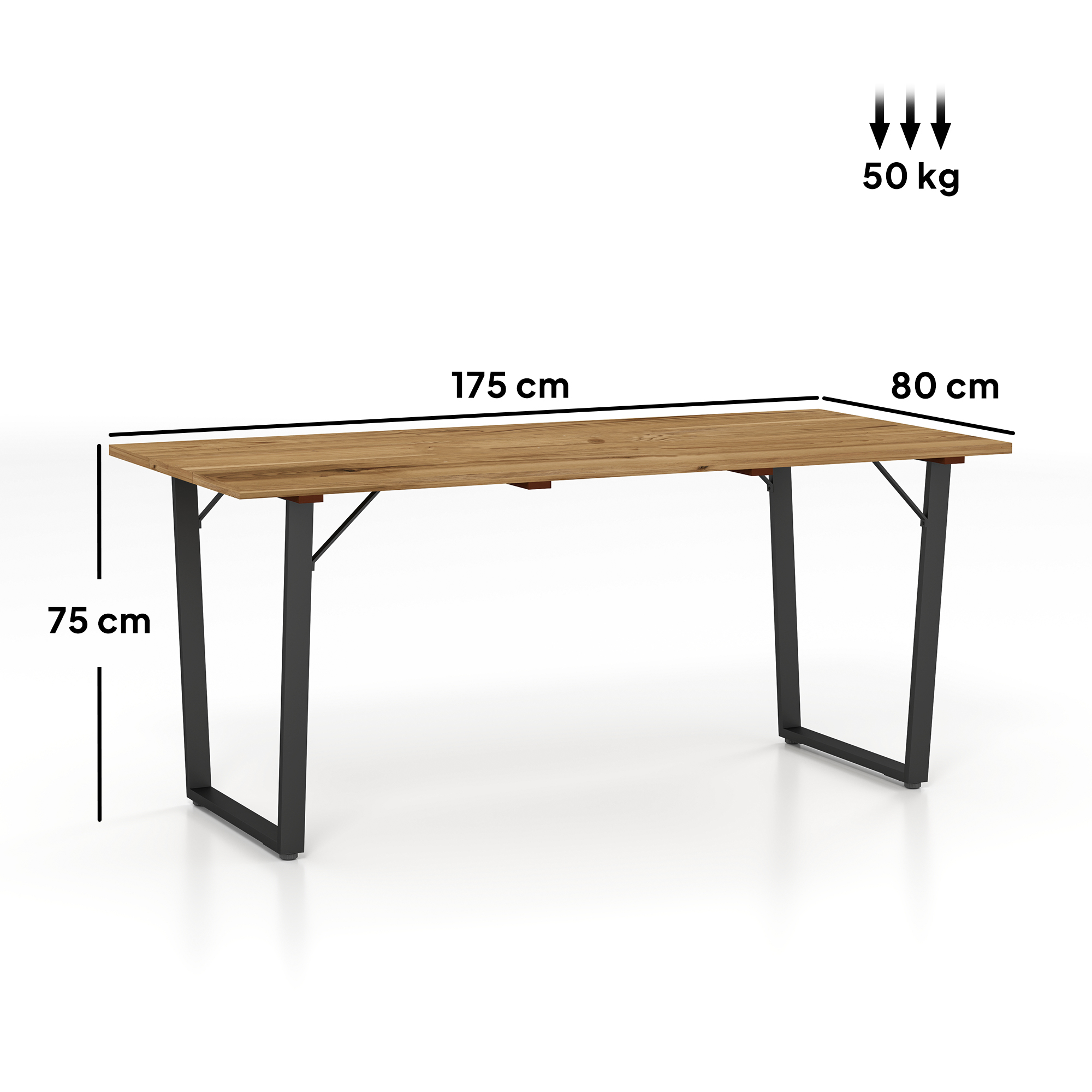 Gartentisch Holz 175x80 cm Wetterfest Balkontisch mit Schirmloch Buffettisch für 6 Personen Braun