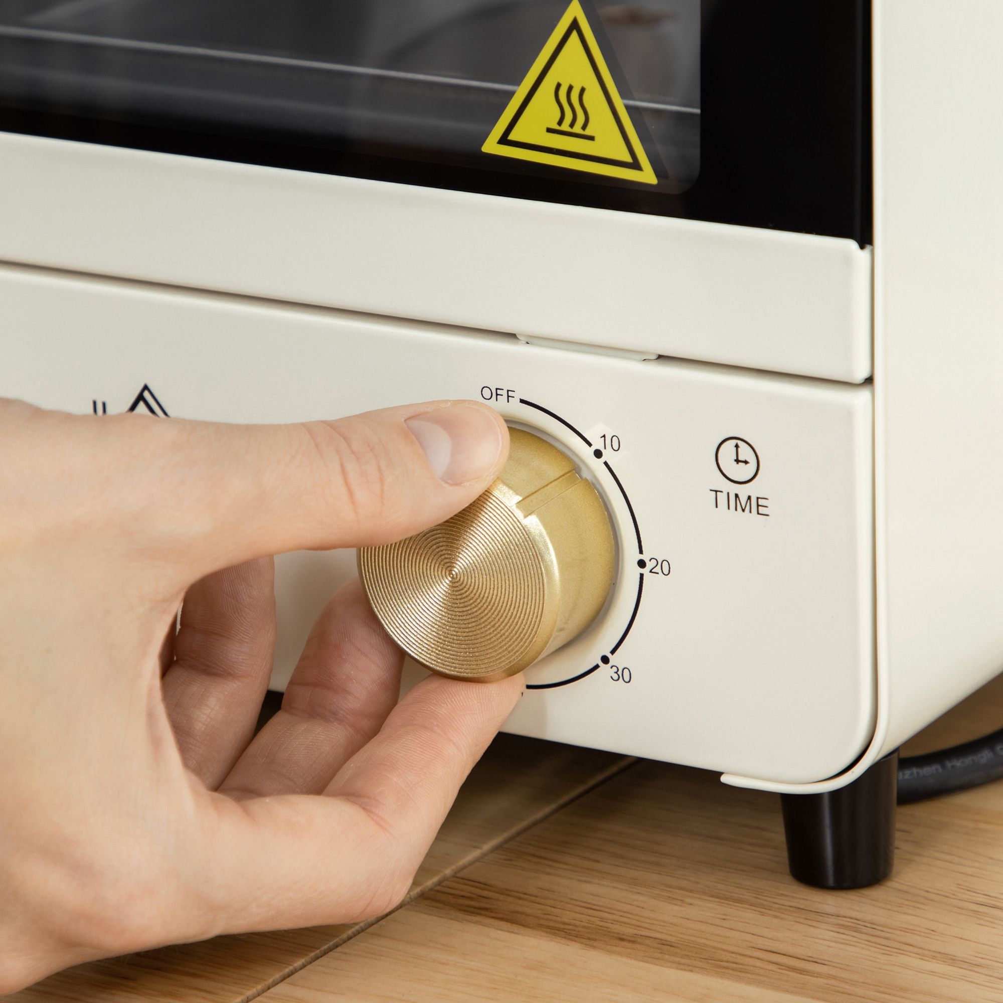 Mini Ofen 15L Fassungsvermögen, höhenverstellbares Backblech und Gitterrost, 1000W, Cremeweiß
