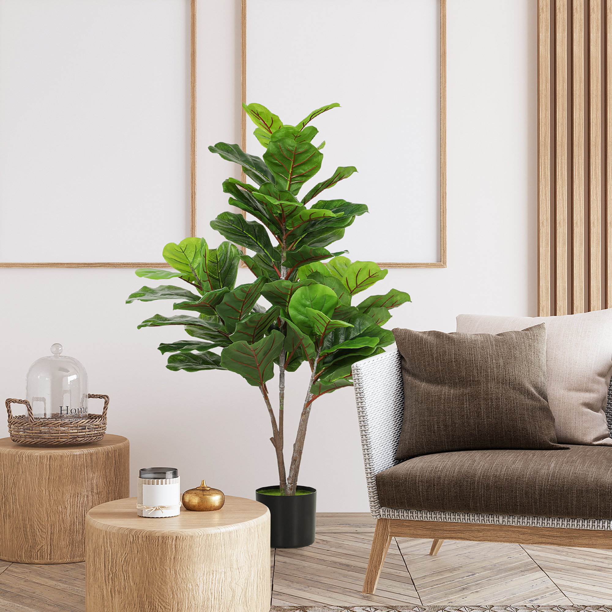 Künstliche Geigen-Feigenbaum 110cm Kunstpflanze, Plastik Künstliche Pflanzen im Topf, Dekoration Geschenk