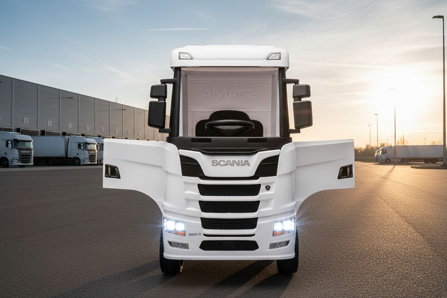 Kinderfahrzeug SCANIA R Series 4 Motoren - mit Hänger - weiß