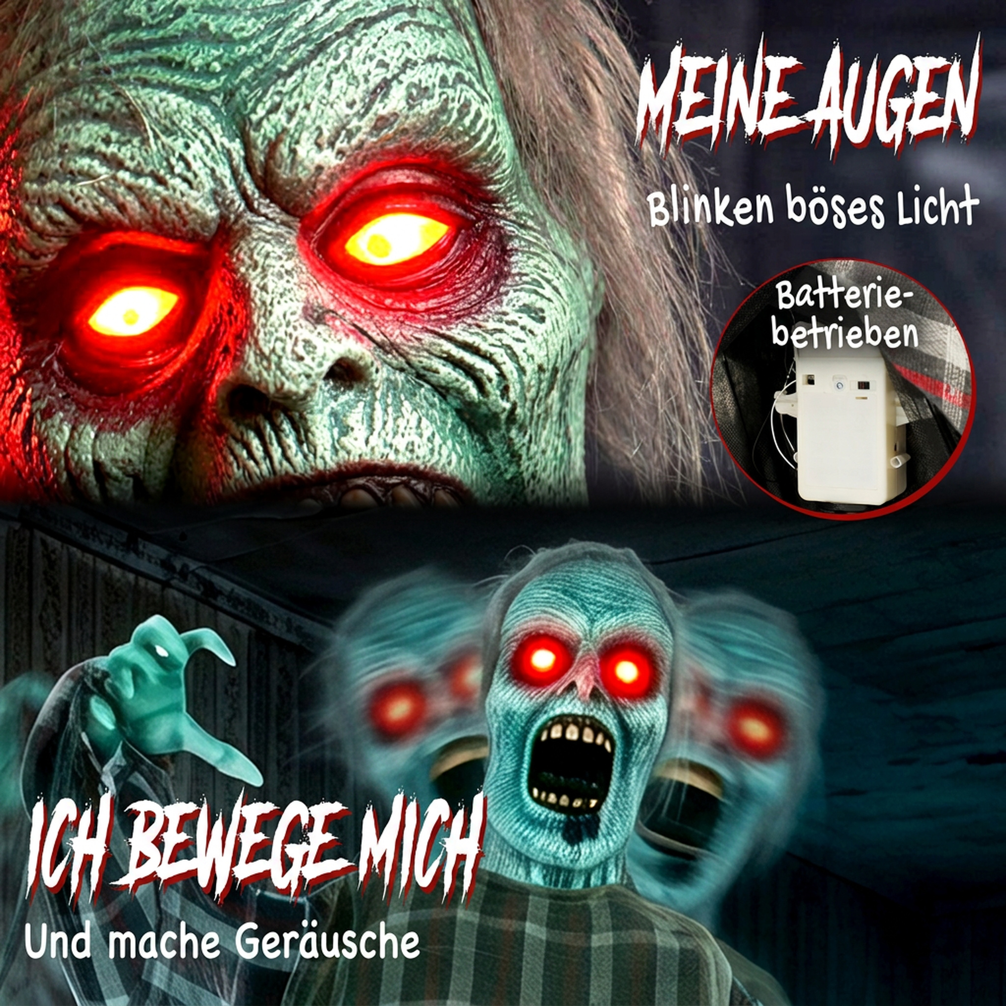 animierter Halloween-Zombie in Lebensgröße,170 cm, mit Sound- und Berührungsaktivierung, gruselige Deko