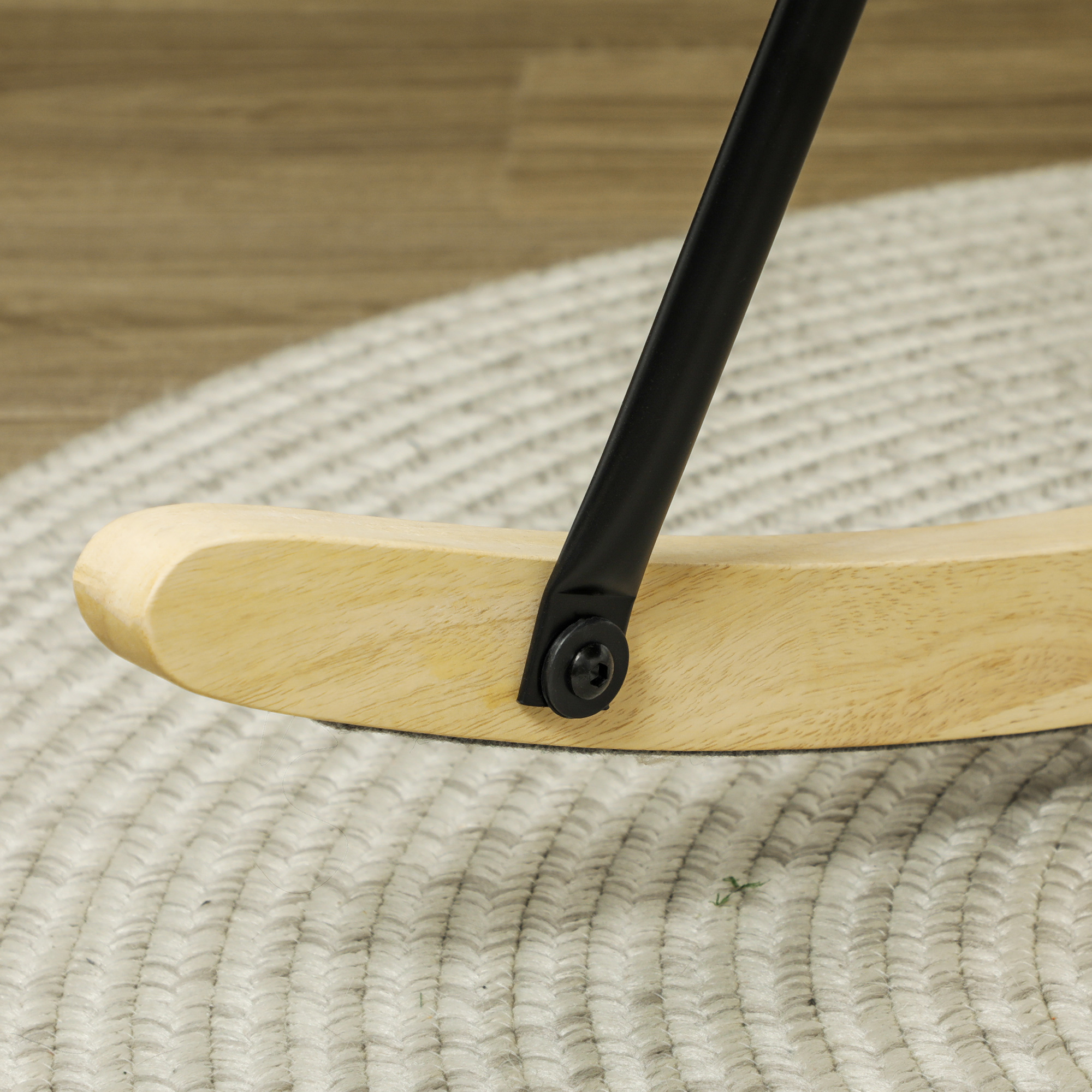 Schaukelstuhl, dicke Polsterung, breite Rückenlehne, Buchenholz/Stahlrahmen, bis 120 kg, Beige