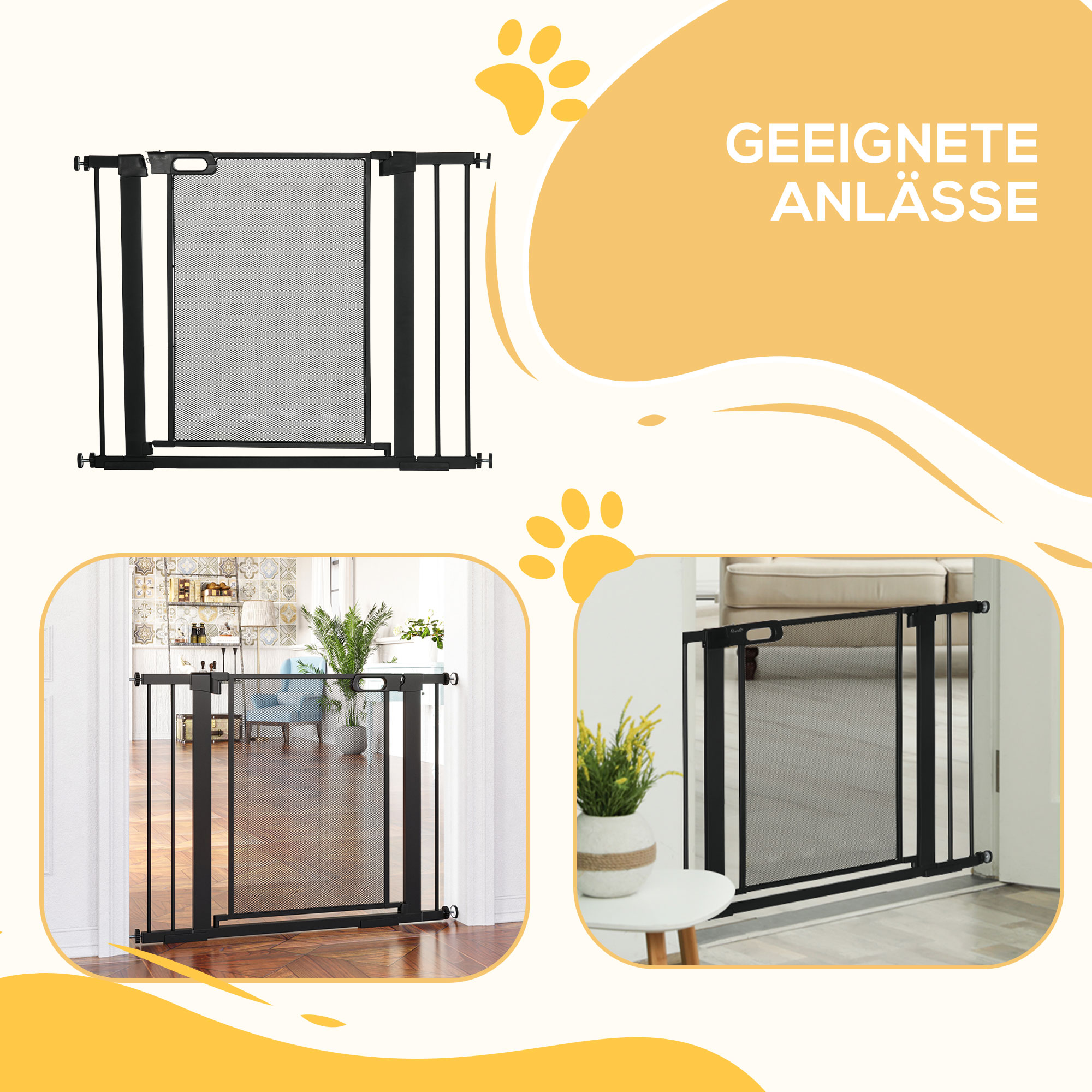 Treppenschutzgitter Haustiergitter Hundeschutzgitter, verstellbar von 75 cm - 103 cm, Schwarz