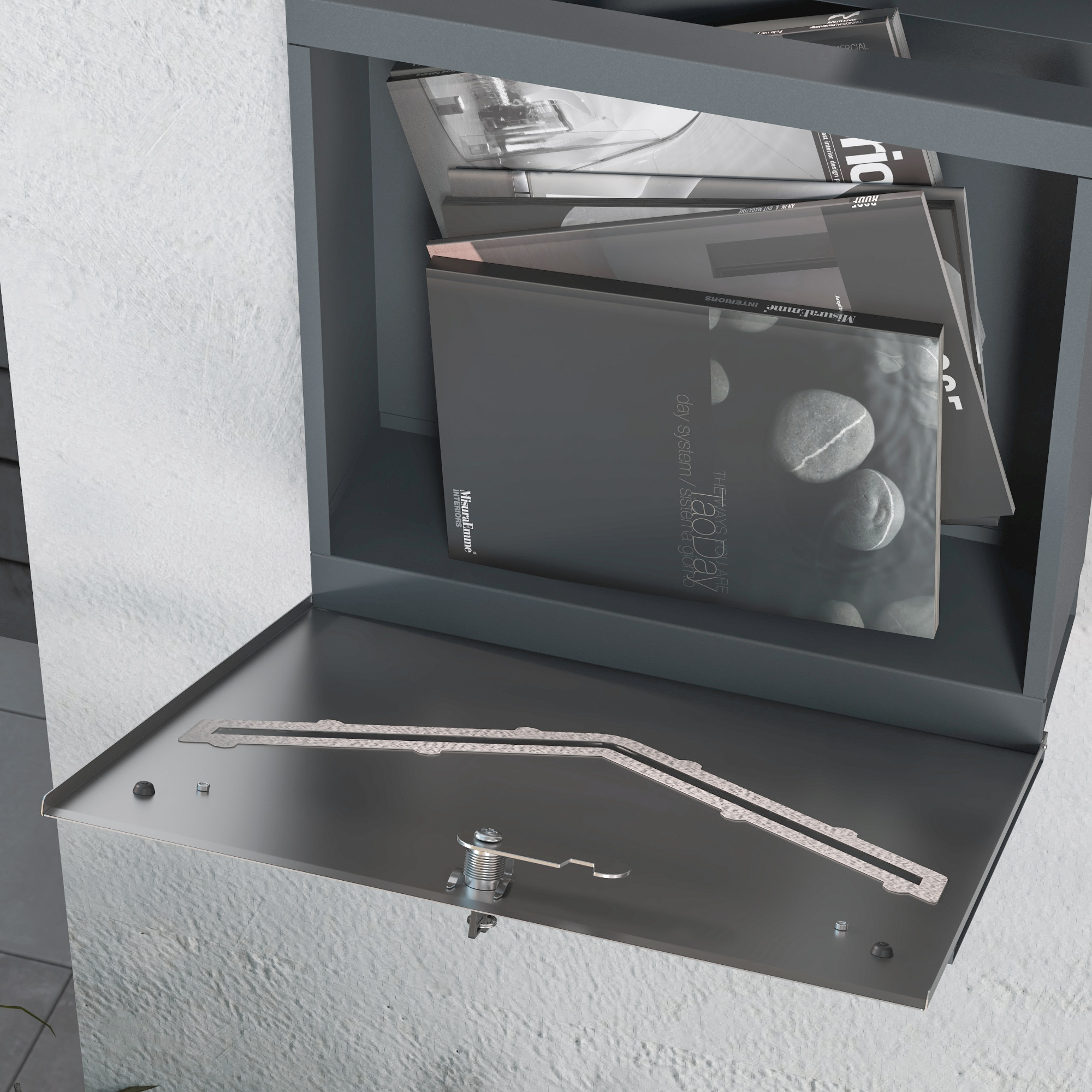 Briefkasten Postkasten, modernes Design, wetterbeständig, 37 cm x 10,5 cm x 37 cm, Grau