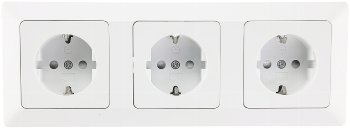 MILOS Set 3 Steckdosen + 3-fach Rahmen - 250V~/ 16A, Steckanschluss, Matt-weiß MILOS Set 3 Steckdosen + 3-fach Rahmen - 250V~/ 16A, Steckanschluss, Matt-weiß