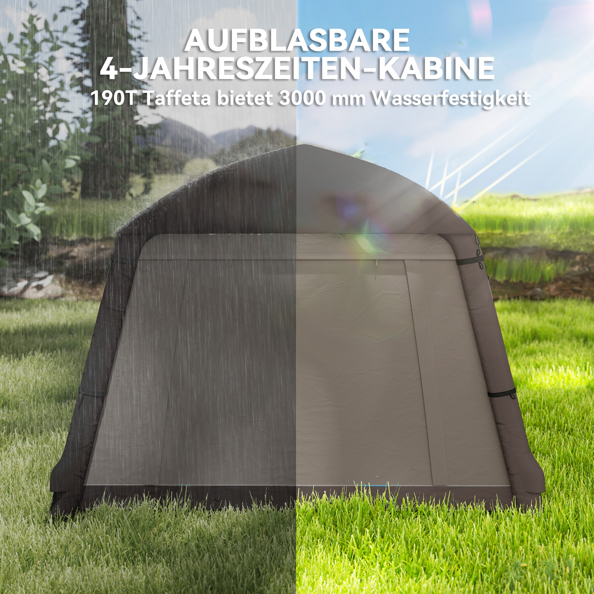 Aufblasbares Campingzelt 1-2 Personen Outdoor Familienzelt mit Haken Luftpumpe Fenstern Türen für 4 Jahreszeiten