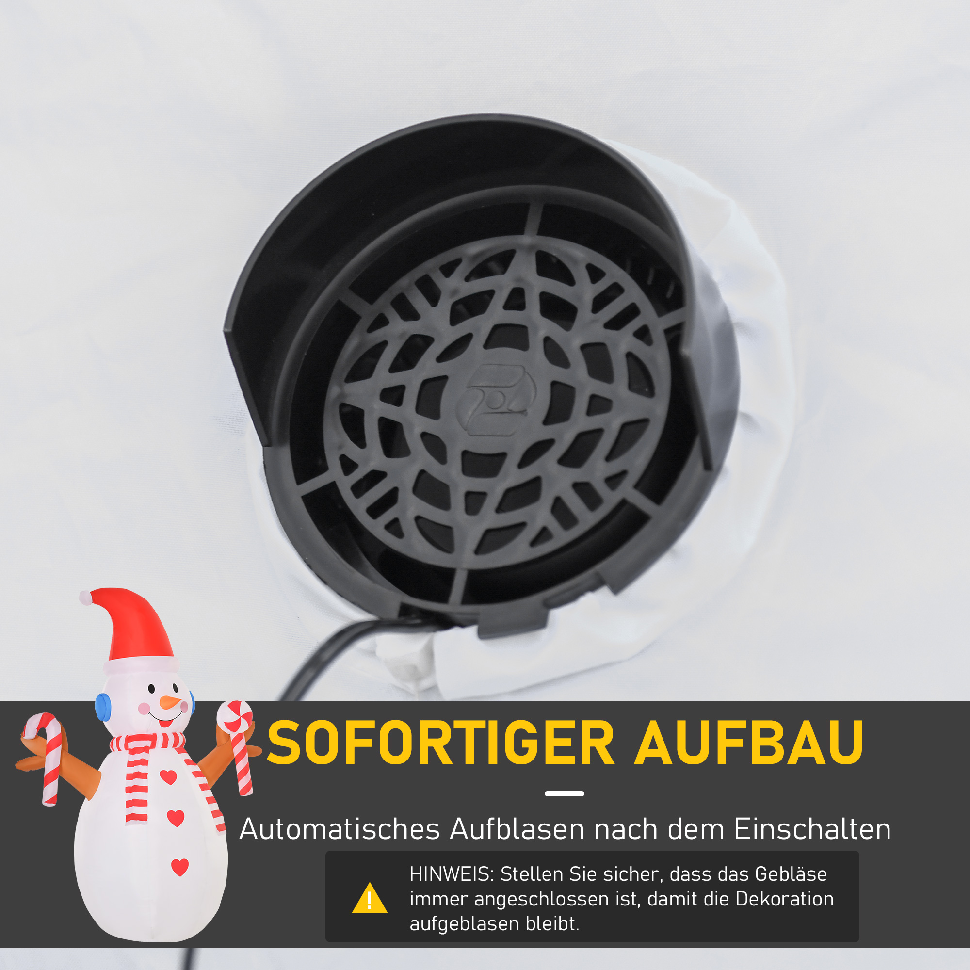 2,4 m aufblasbarer Schneemann mit rotierender Beleuchtung Weihnachtsdeko  für den Innen- und Außenbereich Garten Rasendekoration Party Weiß+Rot 180 x 100 x 240 cm