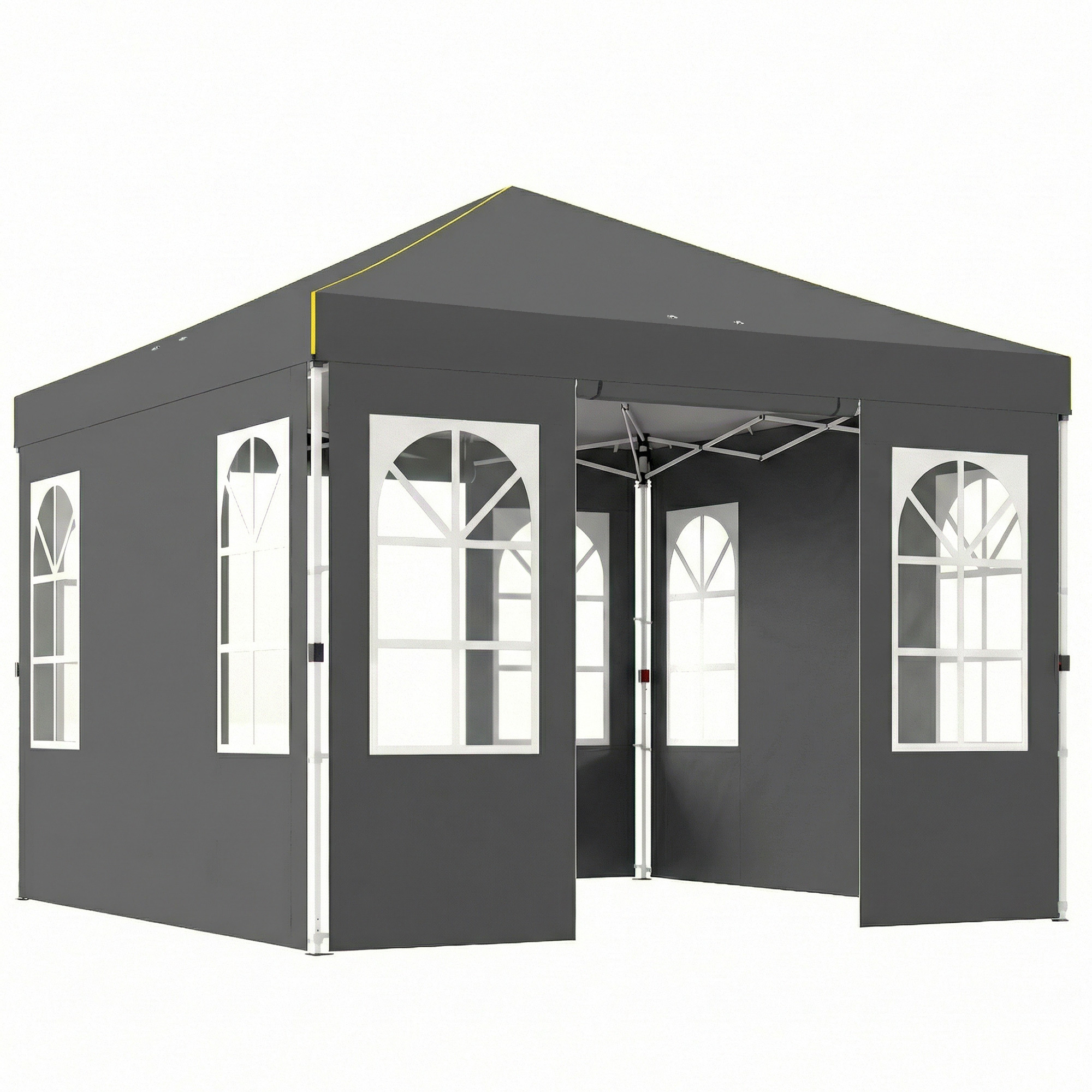 Pavillon 3x3m Wasserdicht Stabil Winterfest Pop-up Faltpavillon, Ein-Knopf-Aufbau, UV 50+ Dunkelgrau