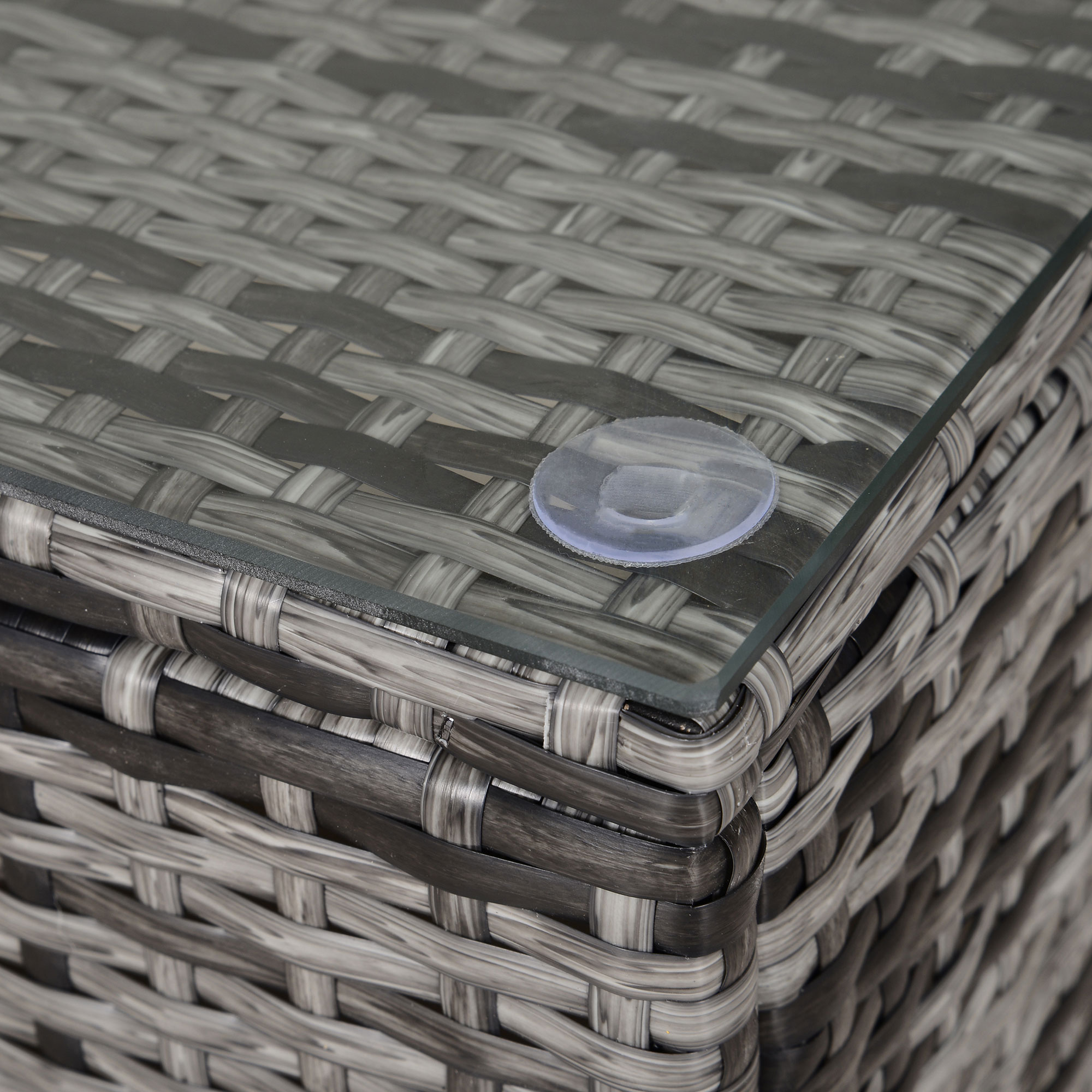 Garten Beistelltisch Couchtisch Gartentisch Balkontisch Polyrattan Grau 85 x 50 x 39 cm