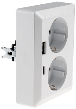 MILOS Schutzkontakt-Steckdose 2-fach / 250V~/ 16A, 1x UP, USB A+C/PD, weiß matt