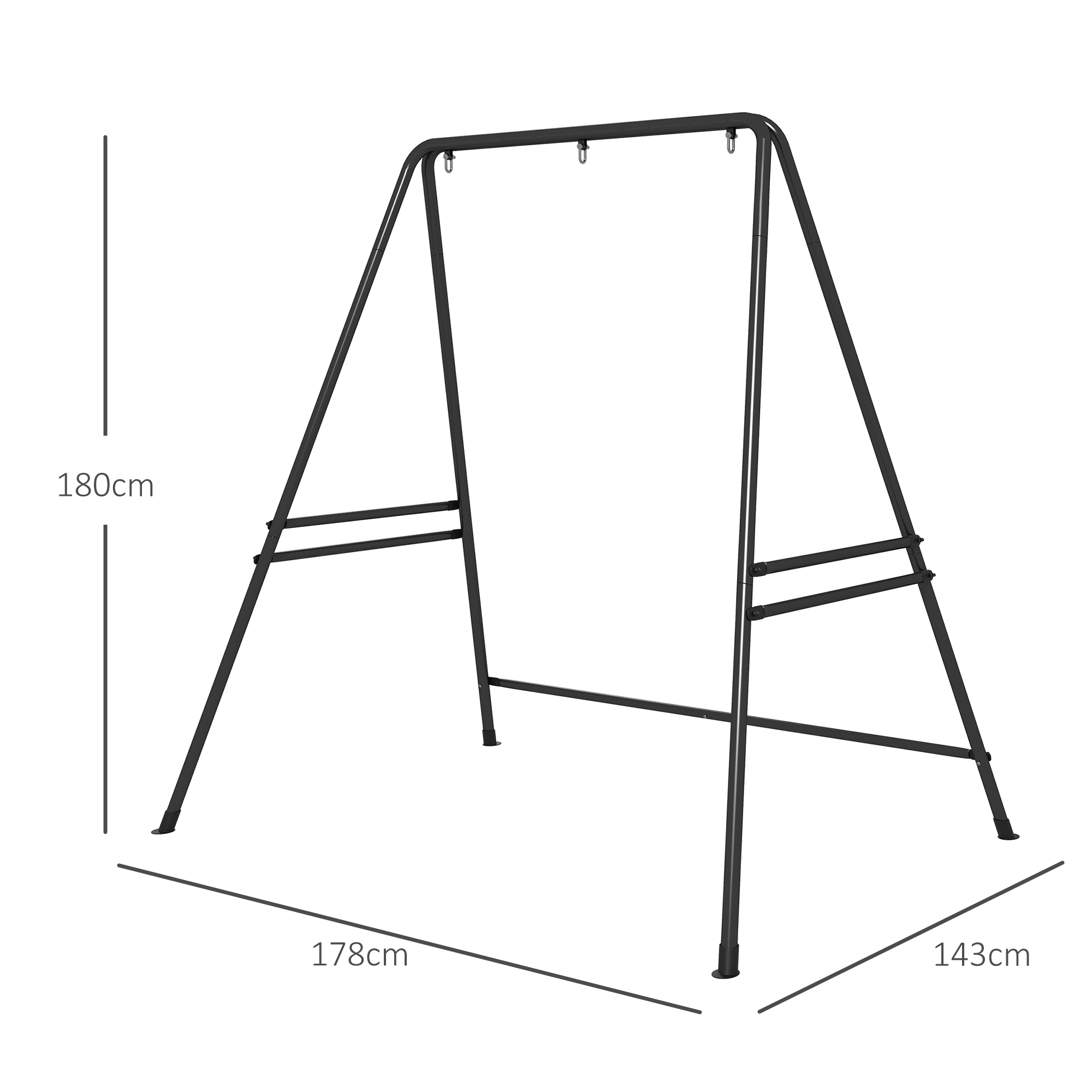 Hängestuhlgestell, robust & wetterfest, Indoor & Outdoor, bis 150 kg, Stahl, 178 x 143 x 180 cm, Schwarz